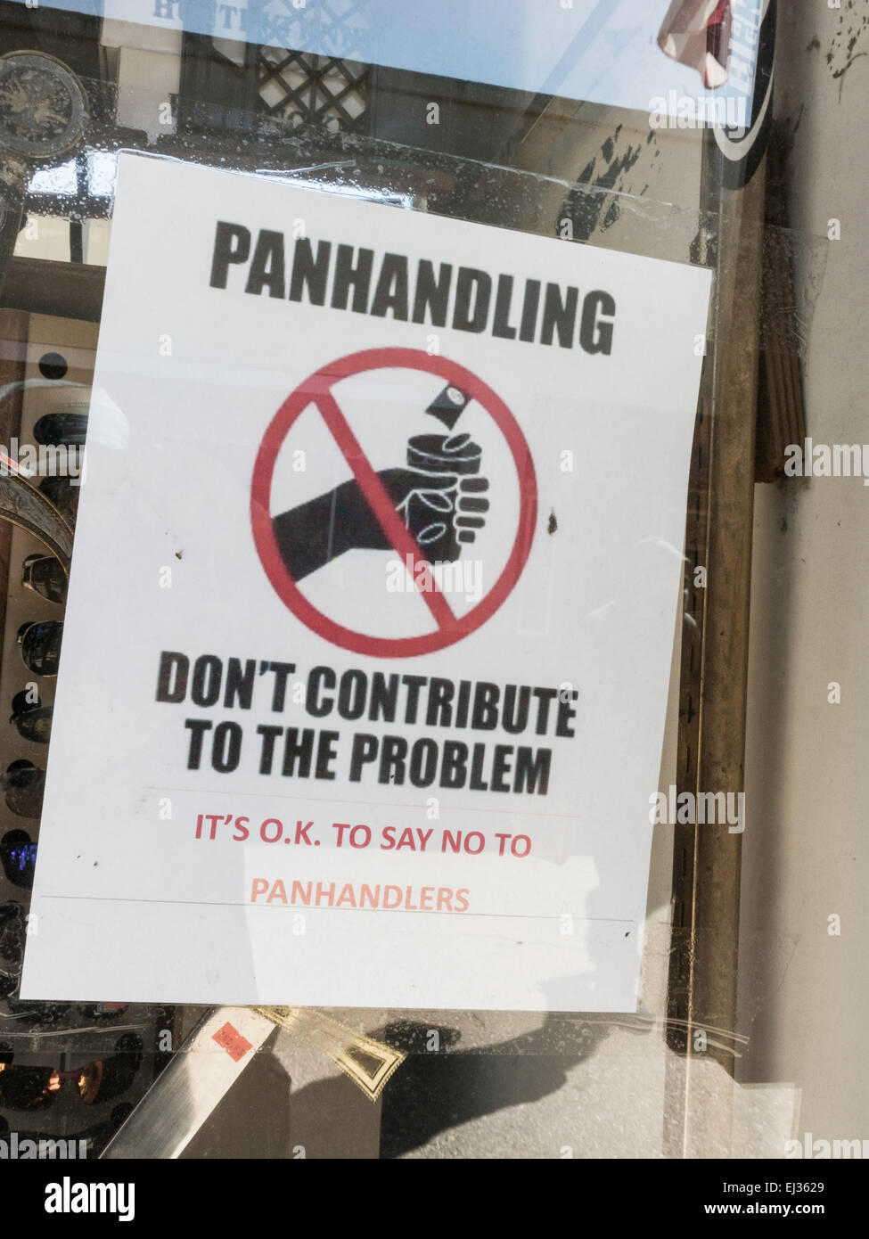 La mendicité interdite signer, Saint Augustine, Floride Banque D'Images