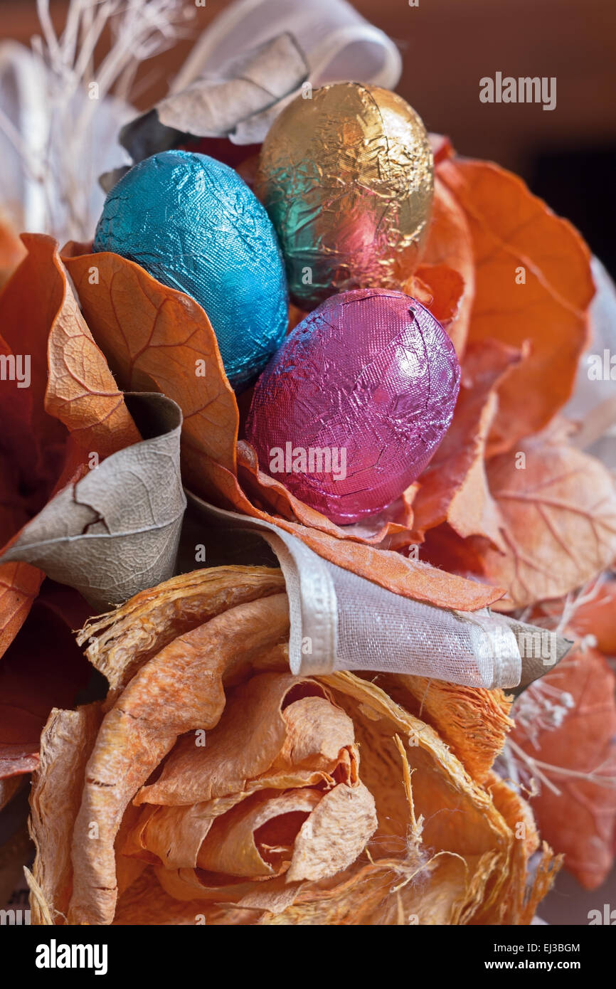 Des œufs en chocolat et still life Banque D'Images