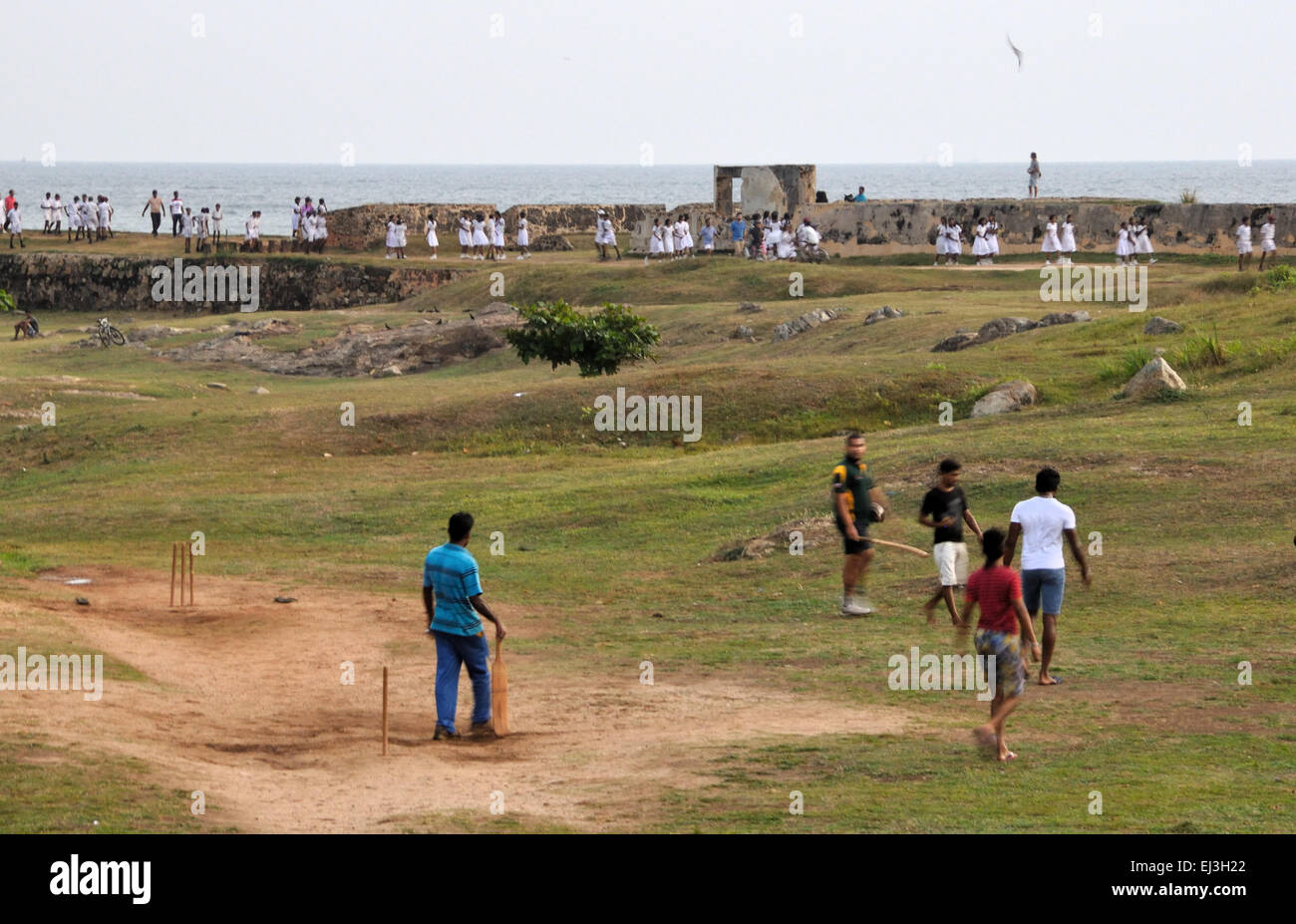 Match de cricket local,Galle Fort, Sri Lanka Banque D'Images