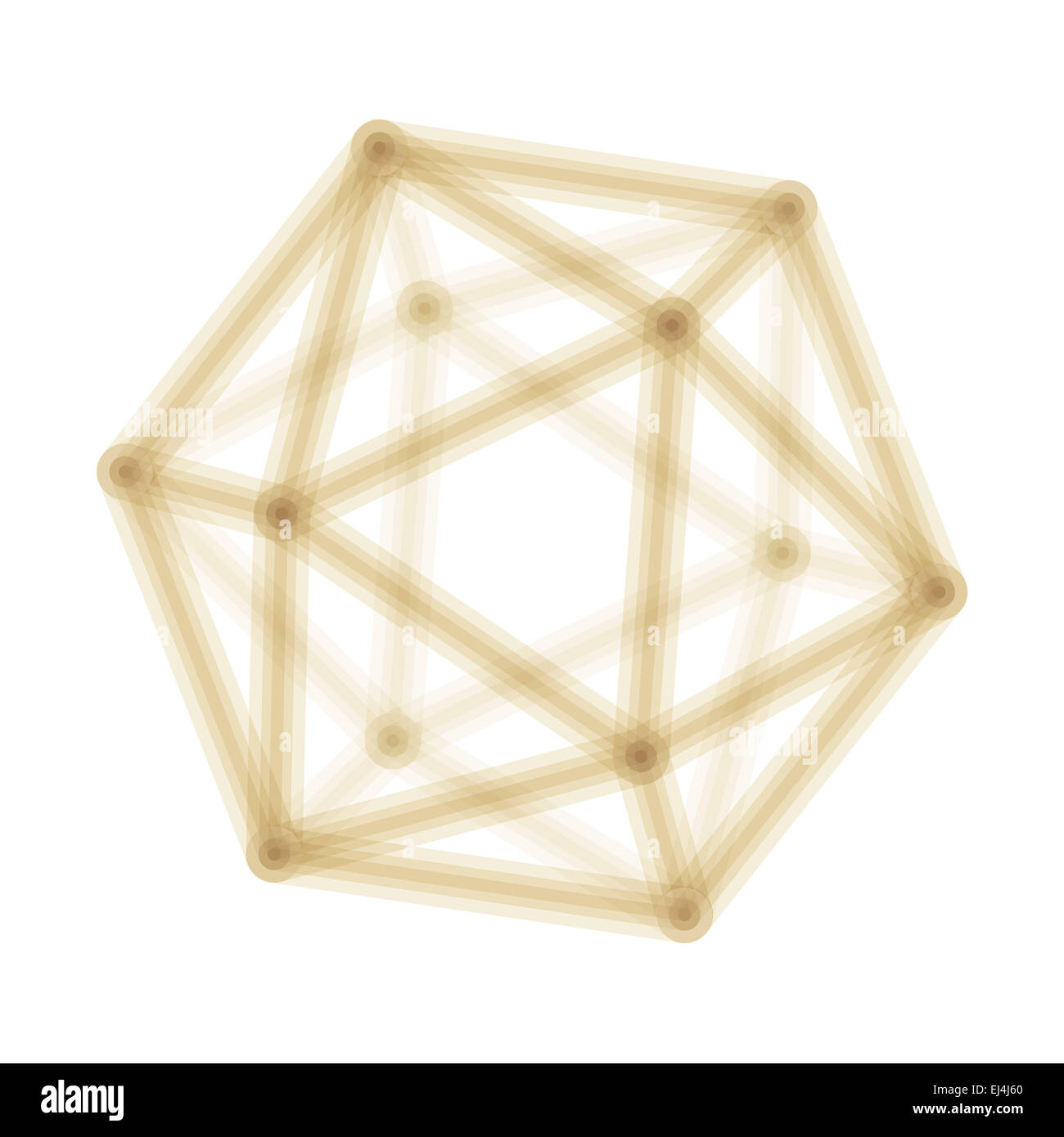 Les bords de l'icosaèdre connecté dans la transparence qui se chevauchent Banque D'Images