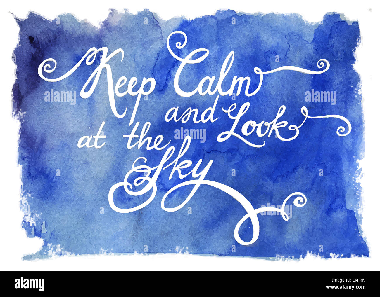 Lettres calligraphiées sur une aquarelle bleu Banque D'Images