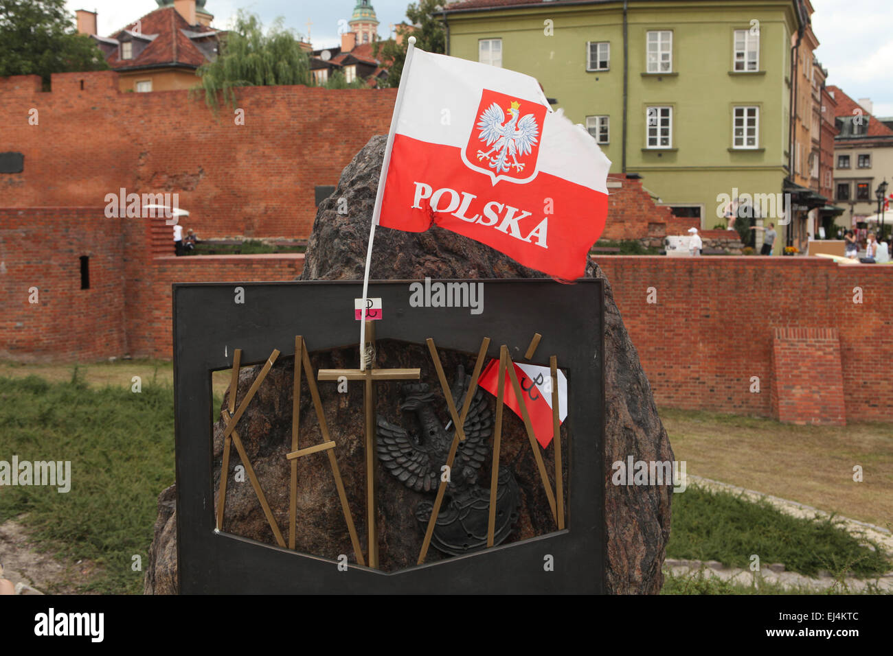 Mémorial de Katyn dédié aux victimes du massacre de Katyn (1940) à Varsovie, Pologne. Banque D'Images