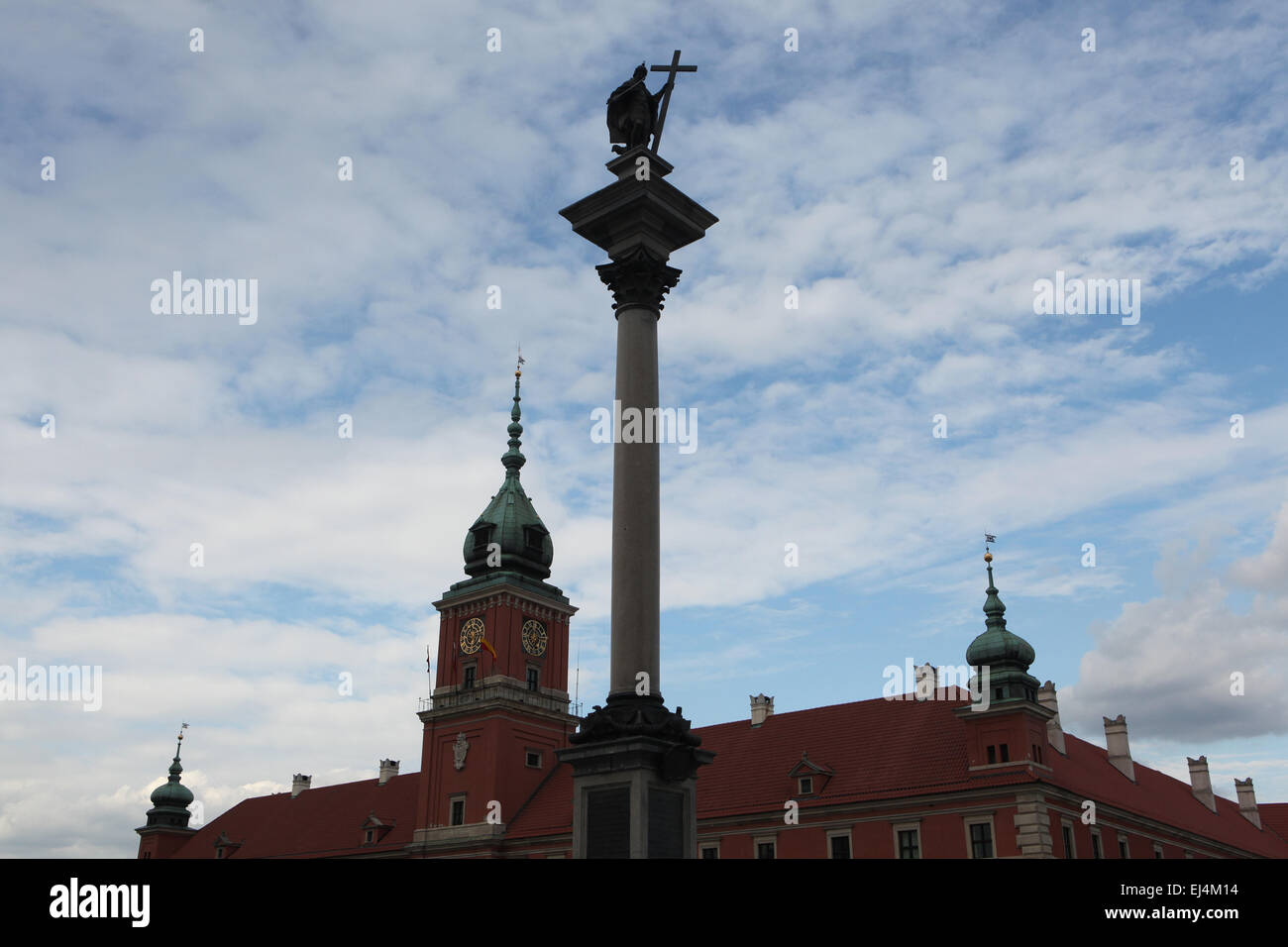 Le roi Sigismond colonne et le Château Royal de Varsovie, Pologne. Banque D'Images