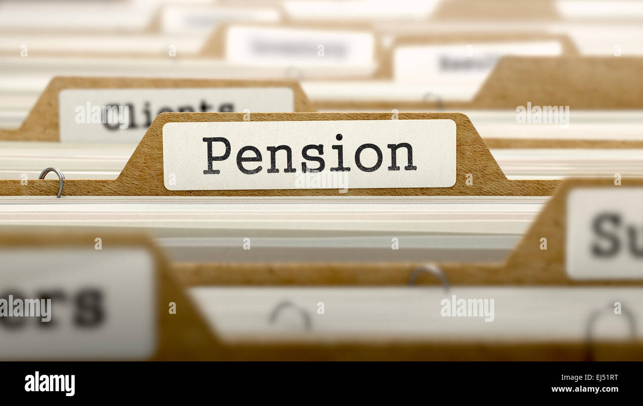 Concept de pension avec Word sur dossier. Banque D'Images