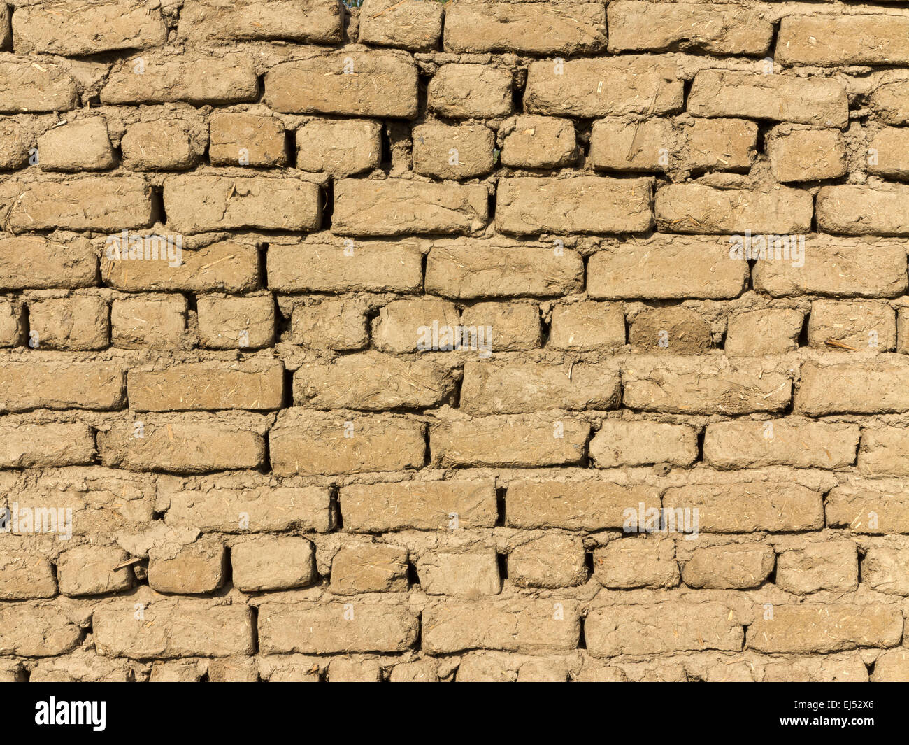 Detail close up d'un espace de mur de brique de boue, l'Egypte Afrique Banque D'Images
