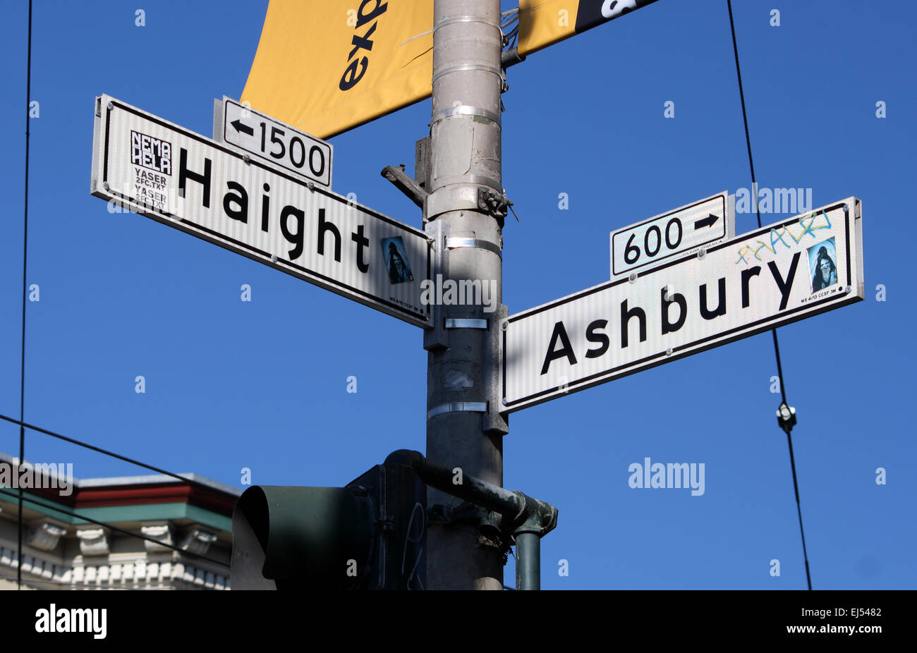 La signalisation routière de la région célèbre Haight Ashbury, à San Francisco, USA. Banque D'Images