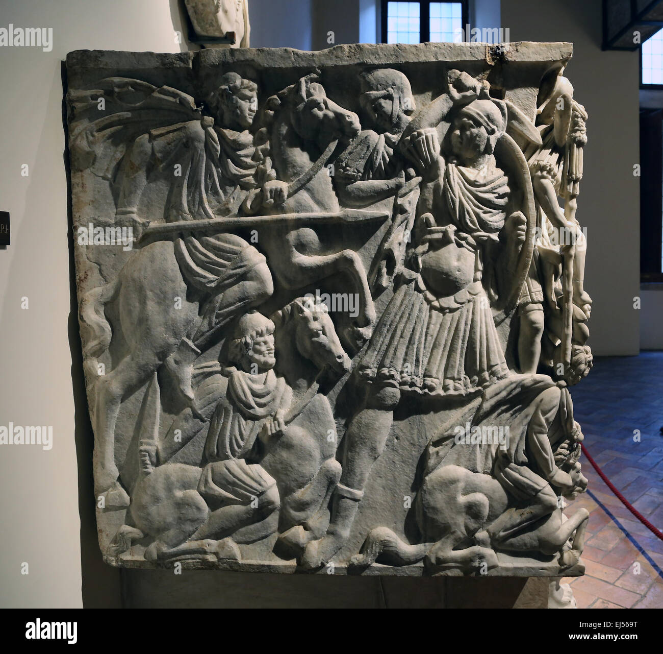 Sarcophage Ludovisi Bataille. 3e siècle. Époque Romaine. Scène de bataille entre les Romains et les Goths. Musée national de Rome. Altemps P. Banque D'Images