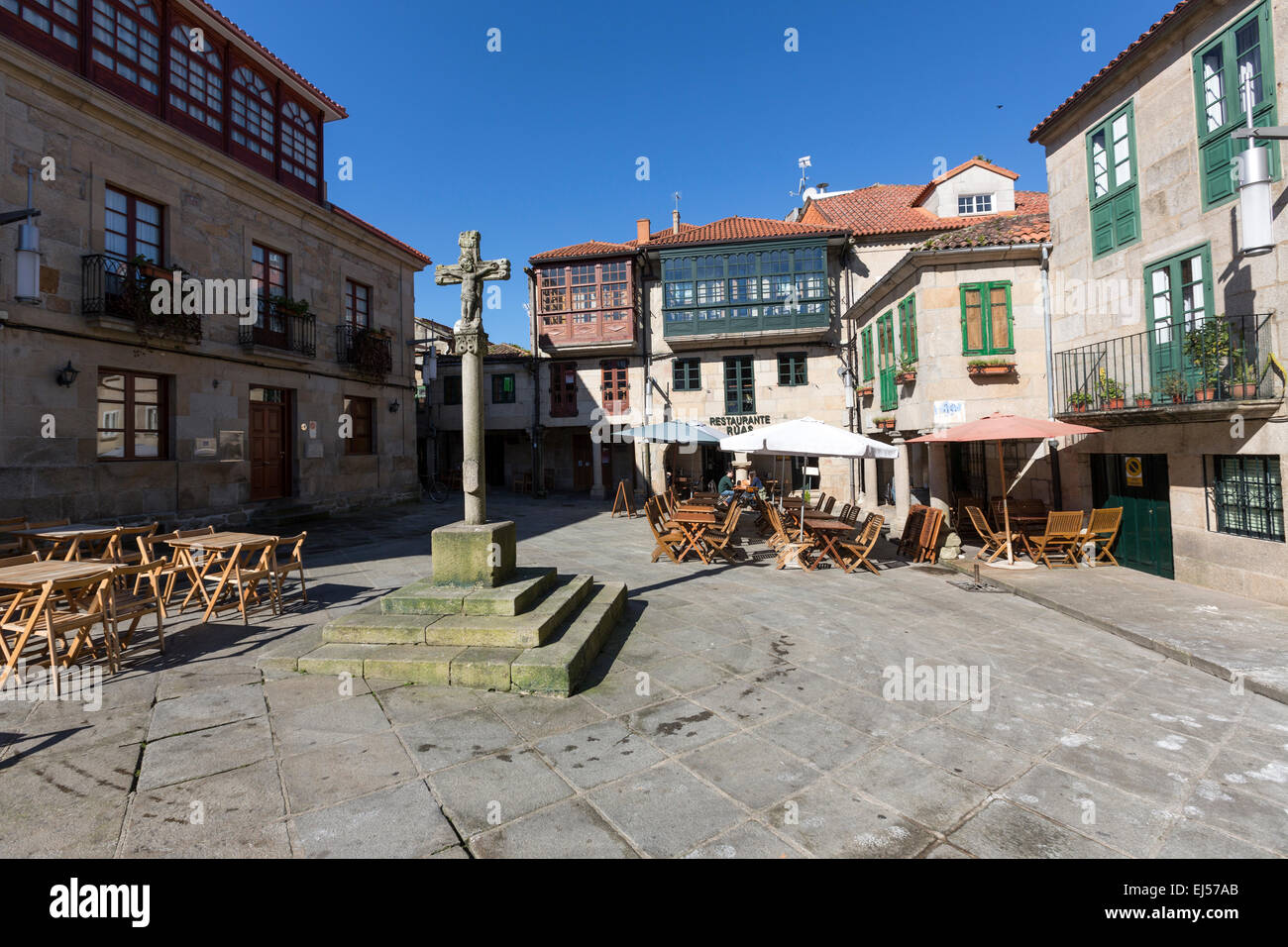 Praza da Leña, le vieux bois de marché, dans le vieux quartier Pontevedra Banque D'Images