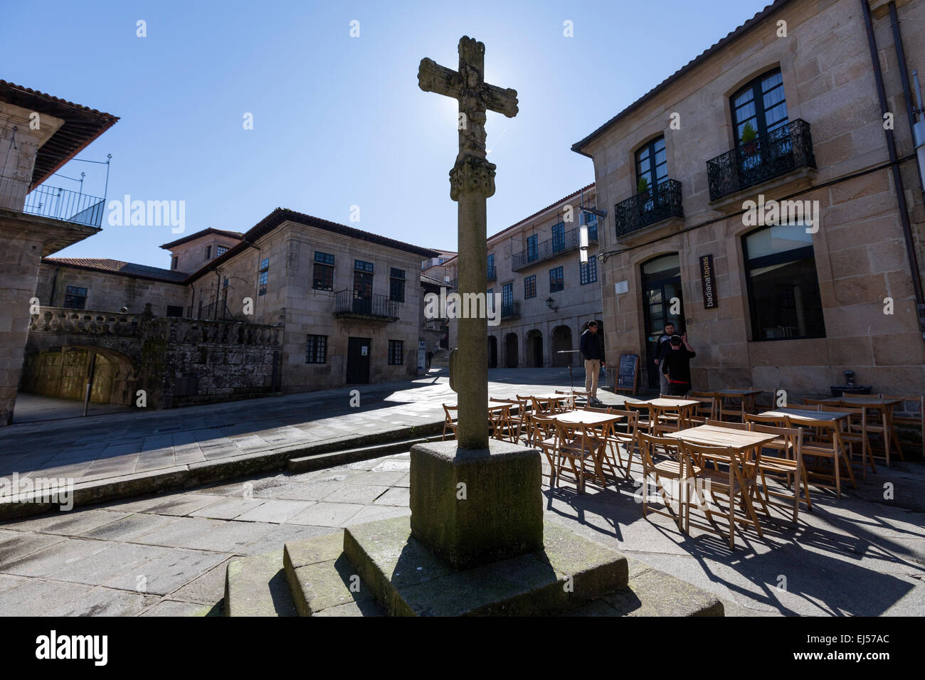 Praza da Leña, le vieux bois de marché, dans le vieux quartier Pontevedra Banque D'Images