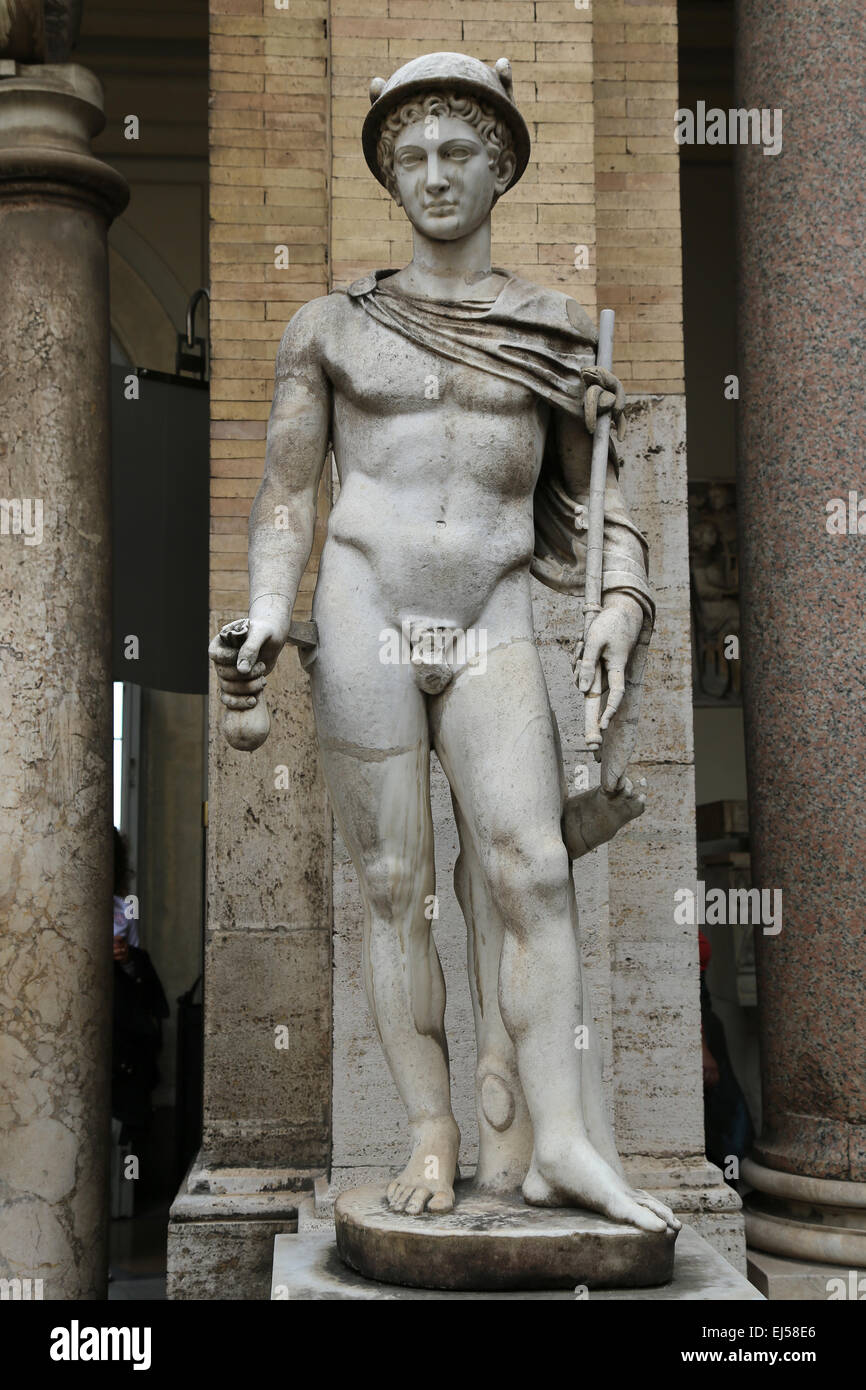 Hermes En Etait Un Pour Les Dieux Hermes (mercure) grec le messager des dieux. Copie romaine du 2ème C. C.-B. après un original grec du 5ème C.BC. La cité du Vatican Photo Stock - Alamy