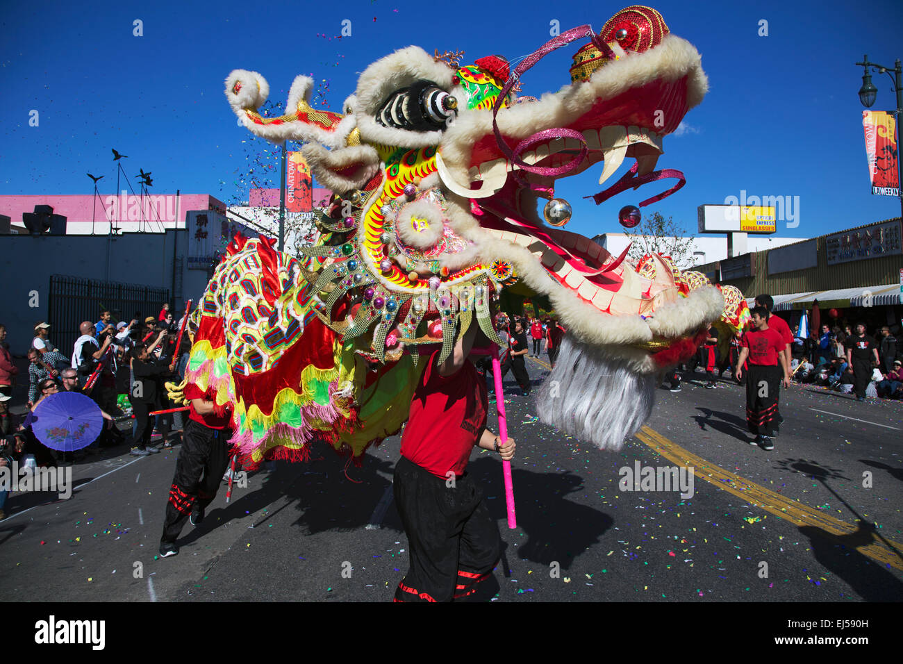 115e défilé Golden Dragon, Nouvel An Chinois, 2014, année du cheval, Los Angeles, Californie, USA Banque D'Images