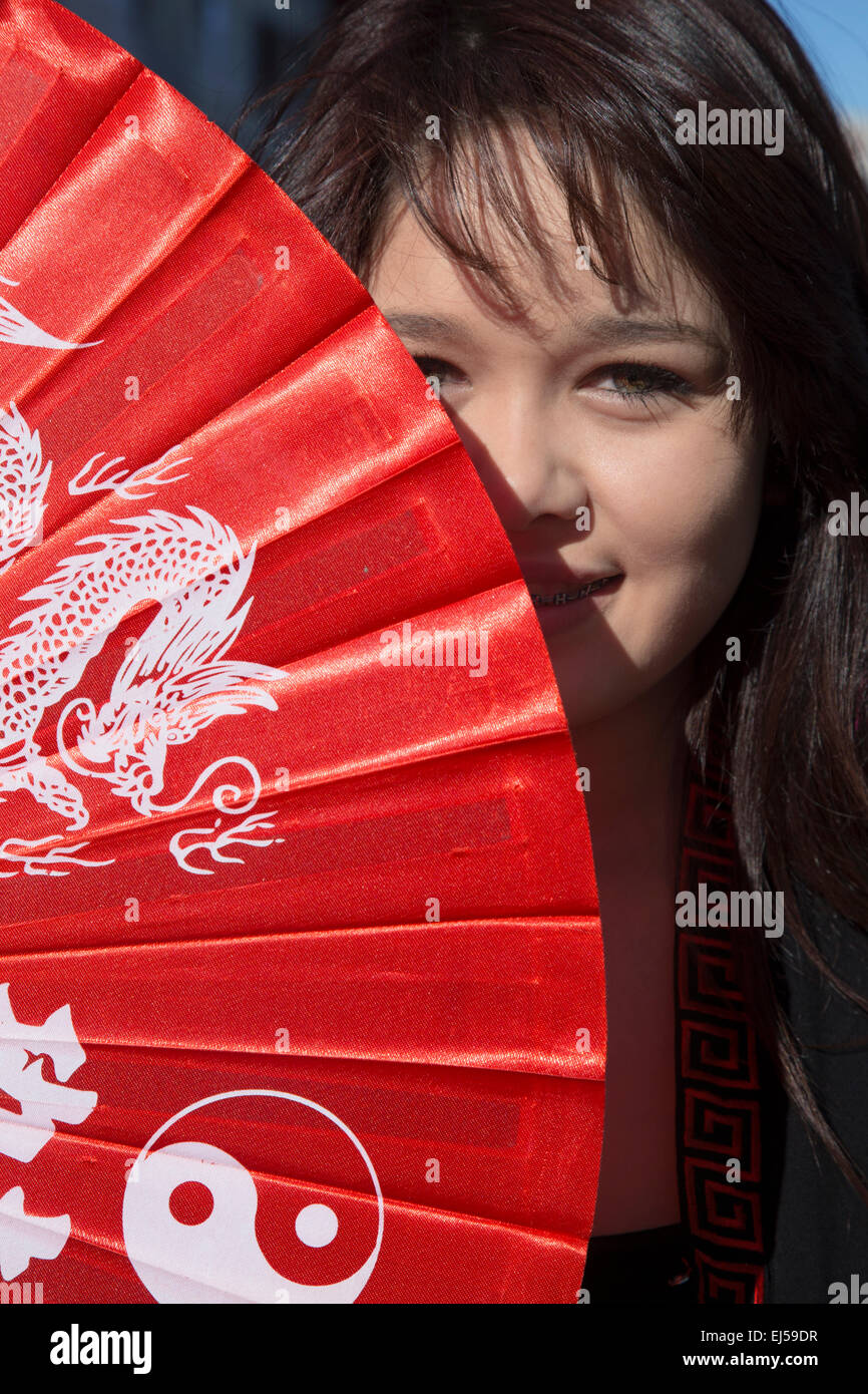115e défilé Golden Dragon, Nouvel An Chinois, 2014, année du cheval, Los Angeles, Californie, USA Banque D'Images