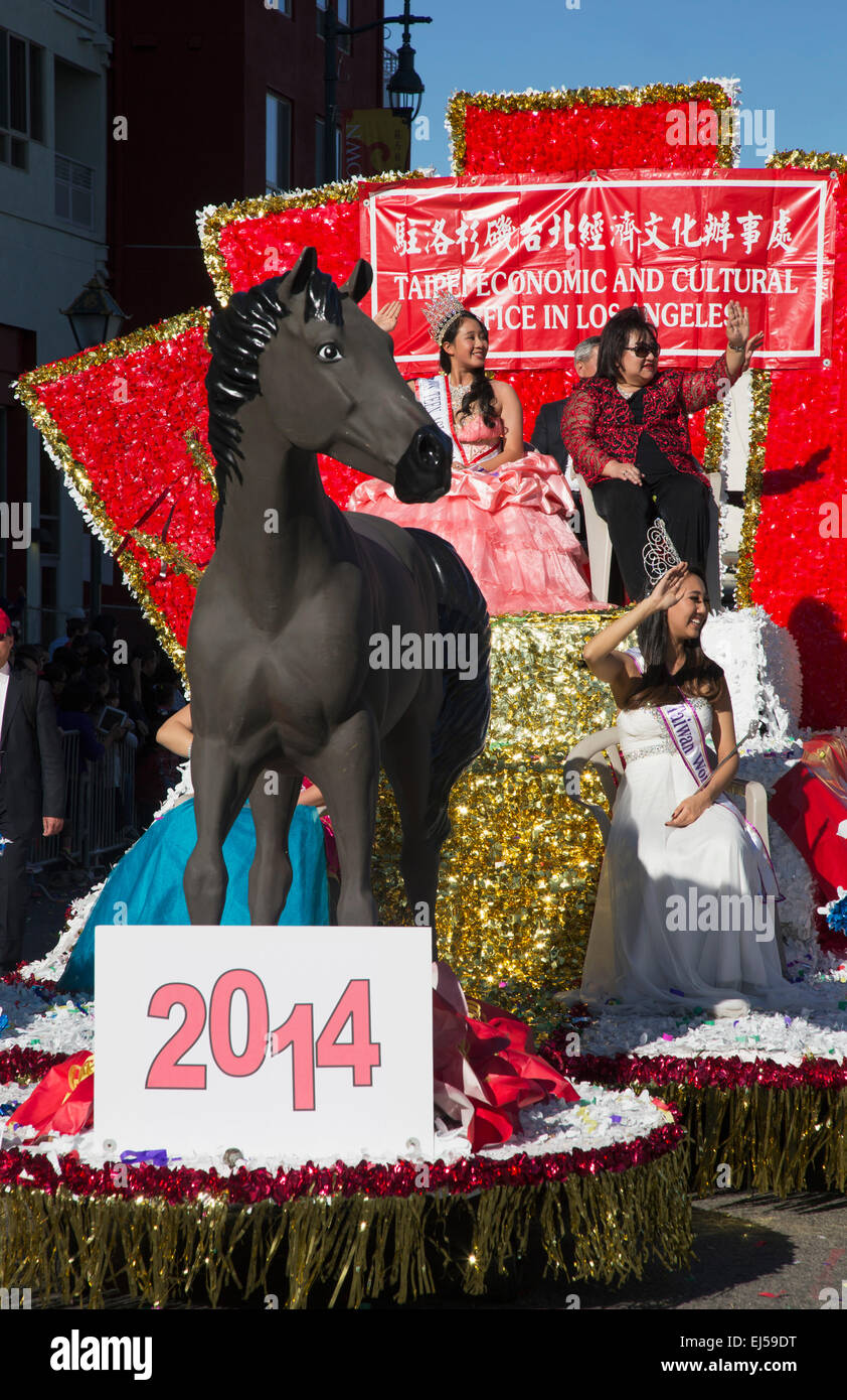 Président-Chūng Kūng Chéng de Taipei, Taïwan, 115e défilé Golden Dragon, Nouvel An Chinois, 2014, année du cheval, Los Angeles, Californie, USA Banque D'Images