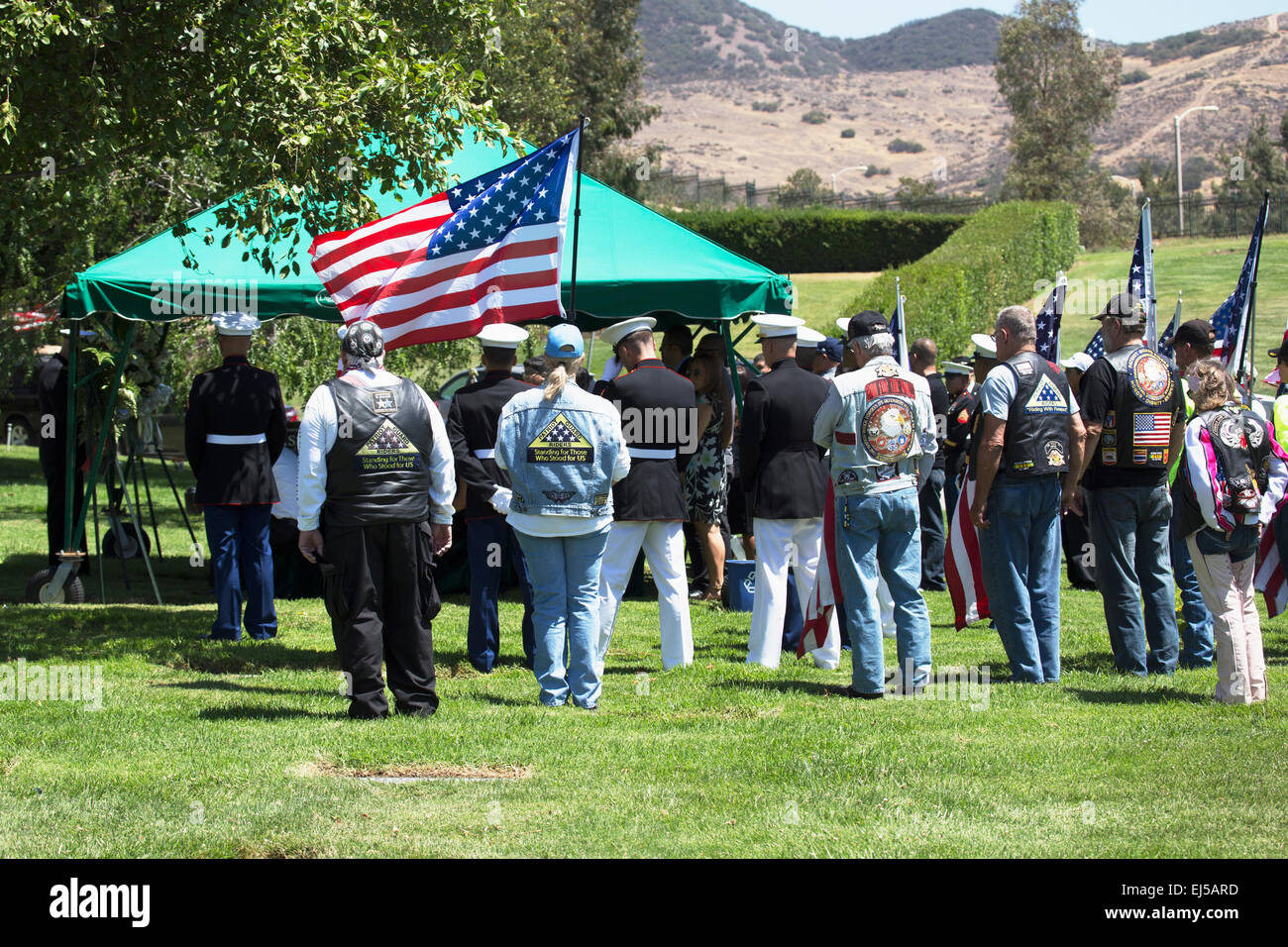 Service commémoratif pour un soldat américain tombé, CIRCUIT Zach Suarez, 'honneur Mission" sur l'autoroute 23, route de service commémoratif, Westlake Village, Californie, USA Banque D'Images