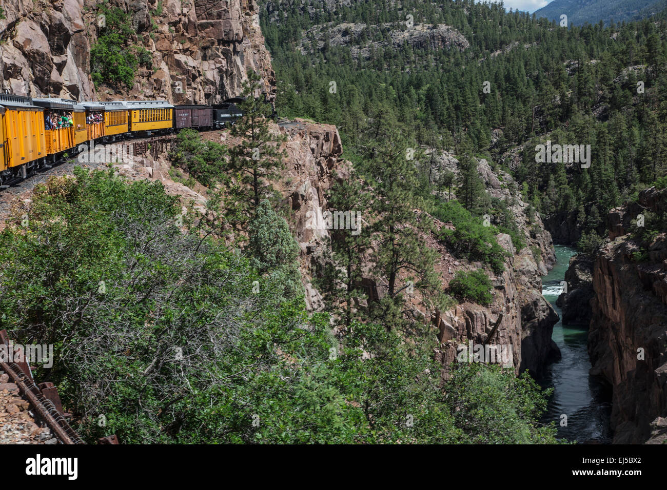 Durango and Silverton Narrow Gauge Railroad Train à vapeur ride, Durango, Colorado, USA Banque D'Images