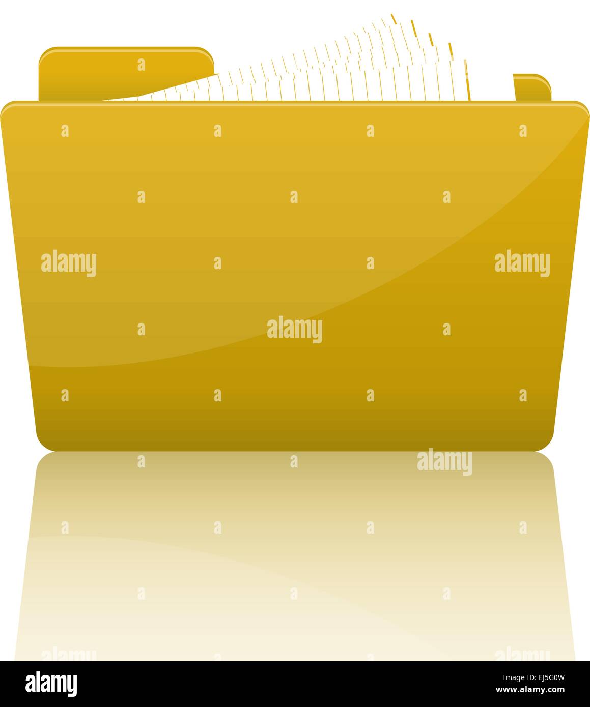 Dossier de dossier jaune avec du papier, vector illustration Illustration de Vecteur