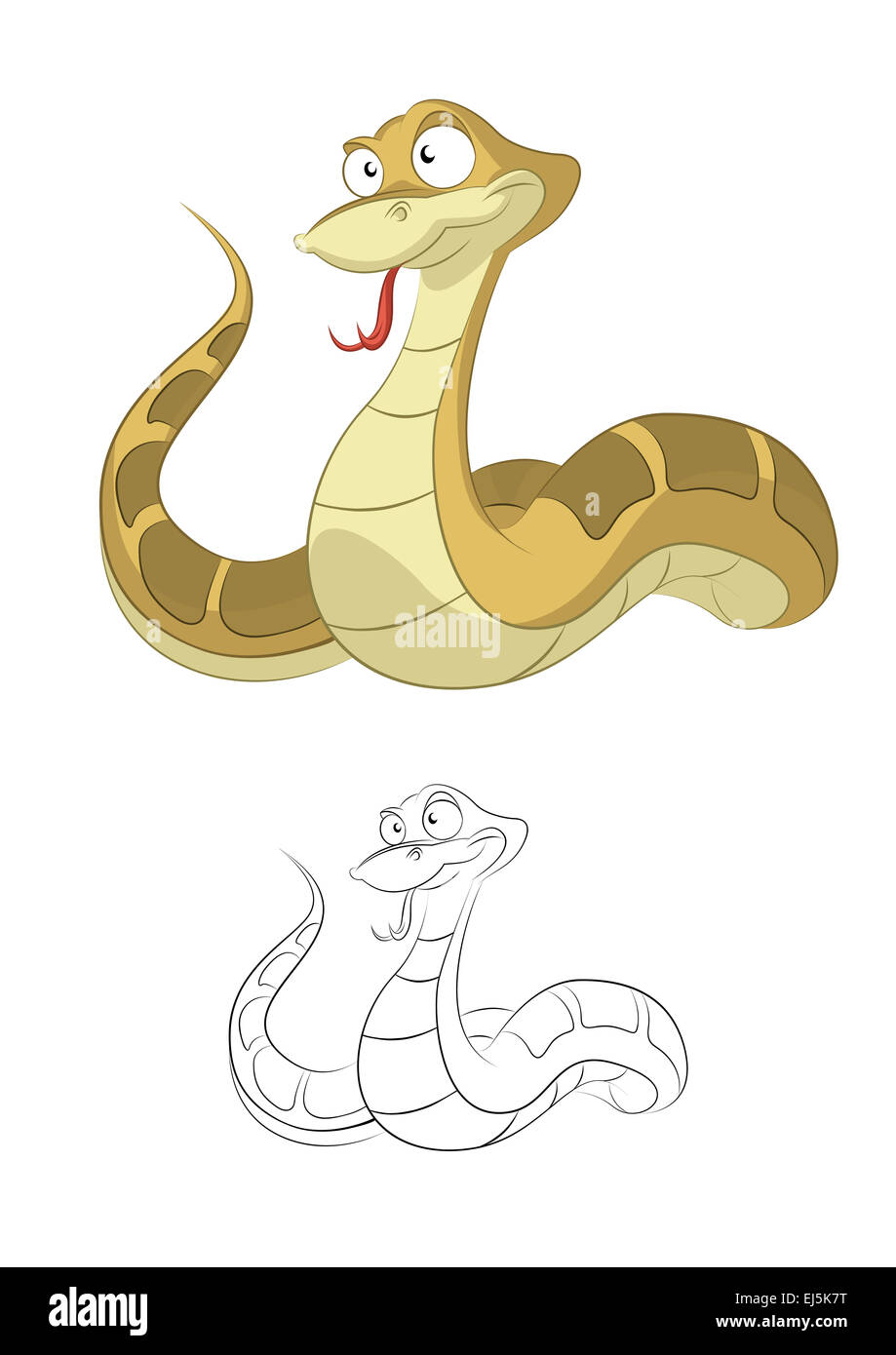 Image Vecteur de funny cartoon serpent brun Banque D'Images
