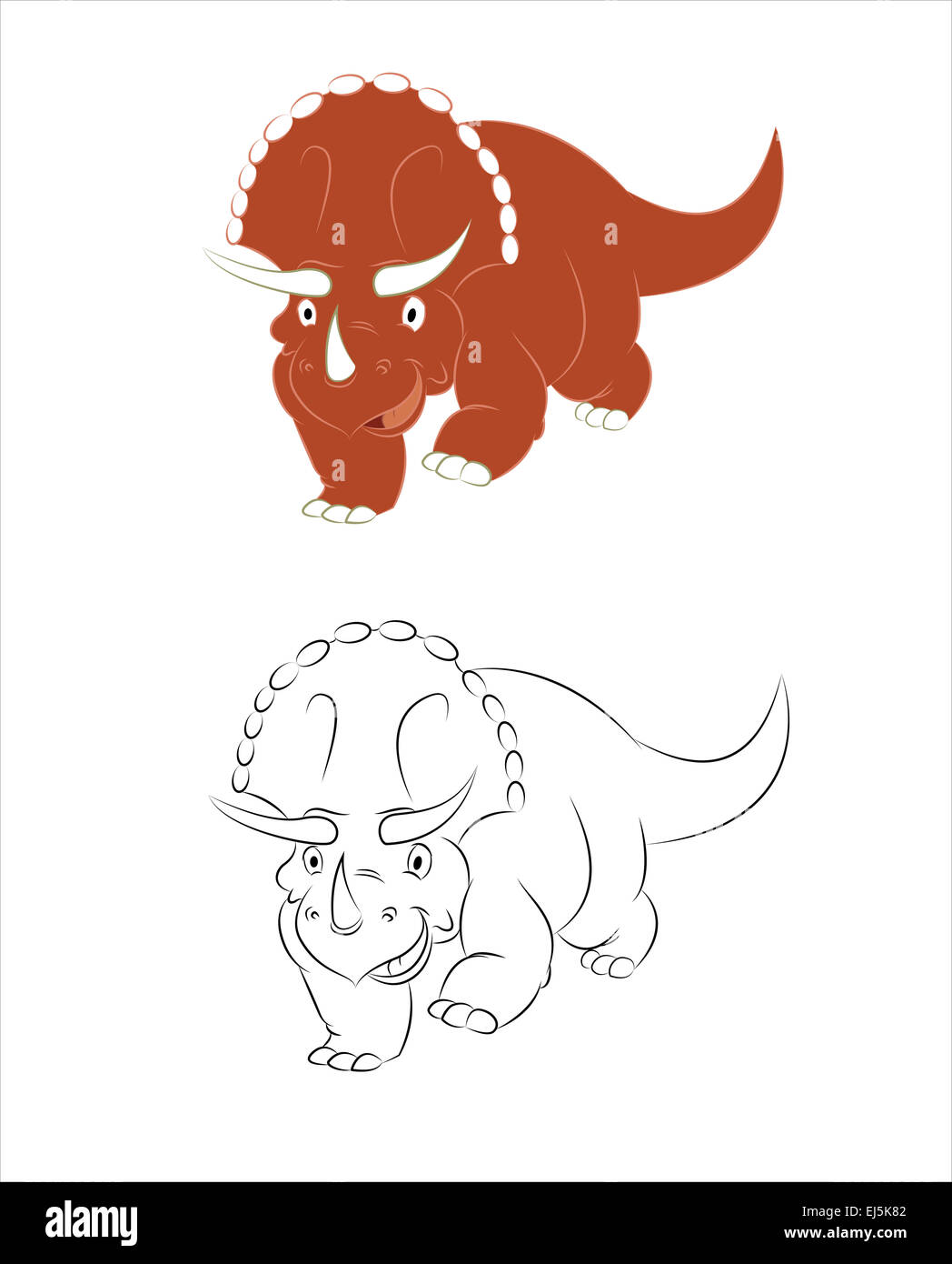 Image Vecteur de dinosaure funny cartoon Triceratopsus Banque D'Images