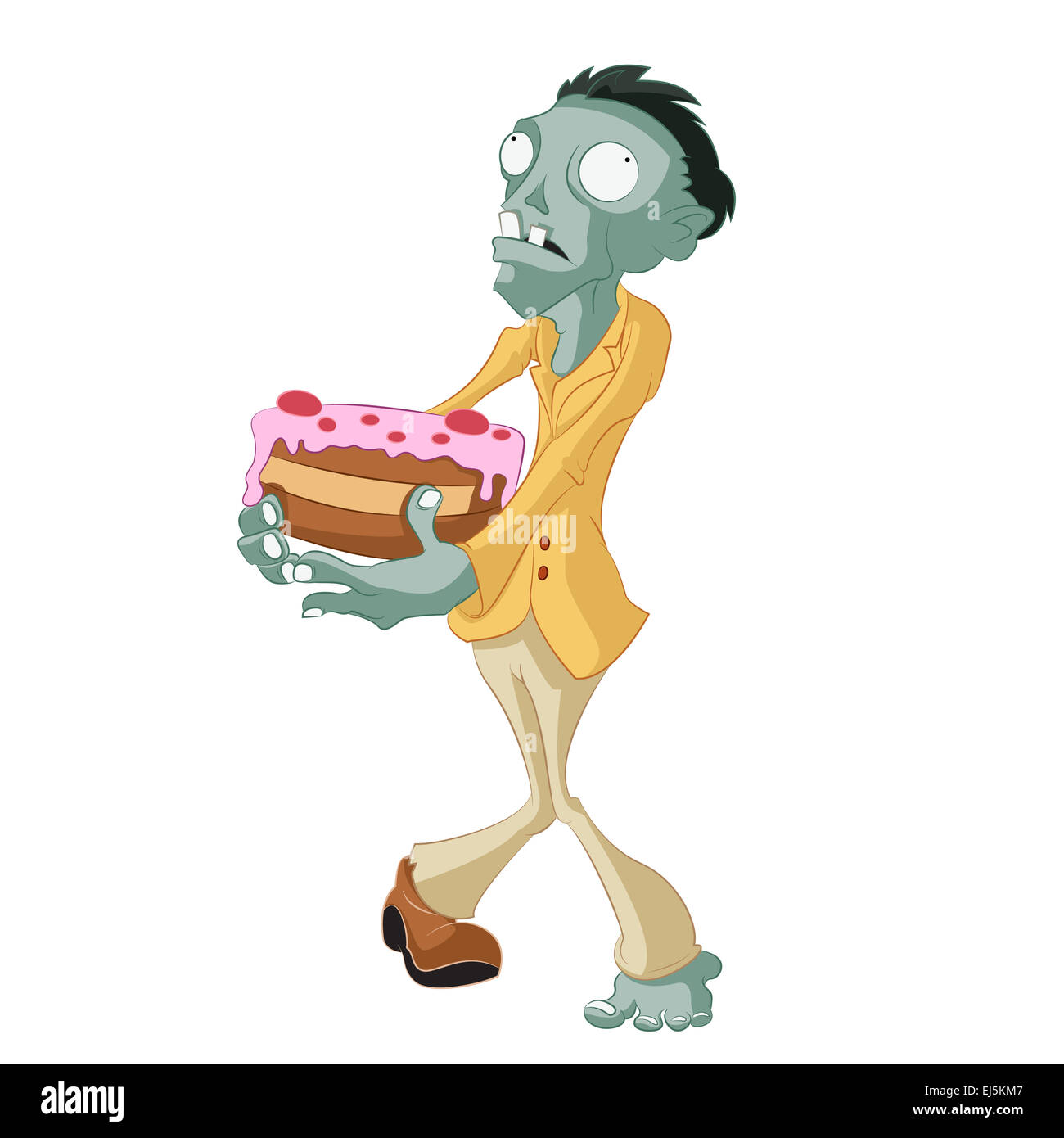 Image vectorielle d'un zombie Cartoon avec un gâteau Banque D'Images
