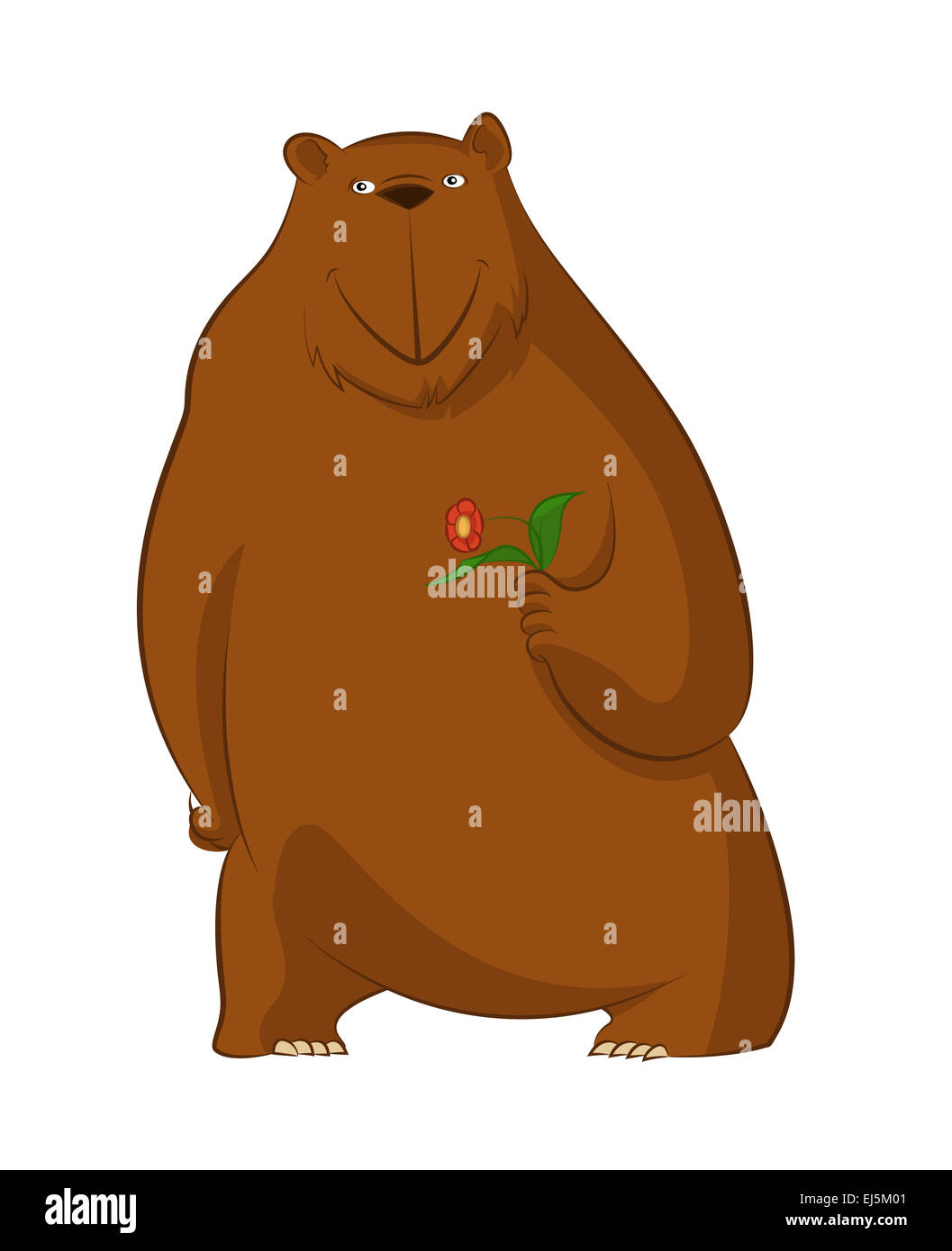 Image Vecteur de funny cartoon ours avec fleur Banque D'Images