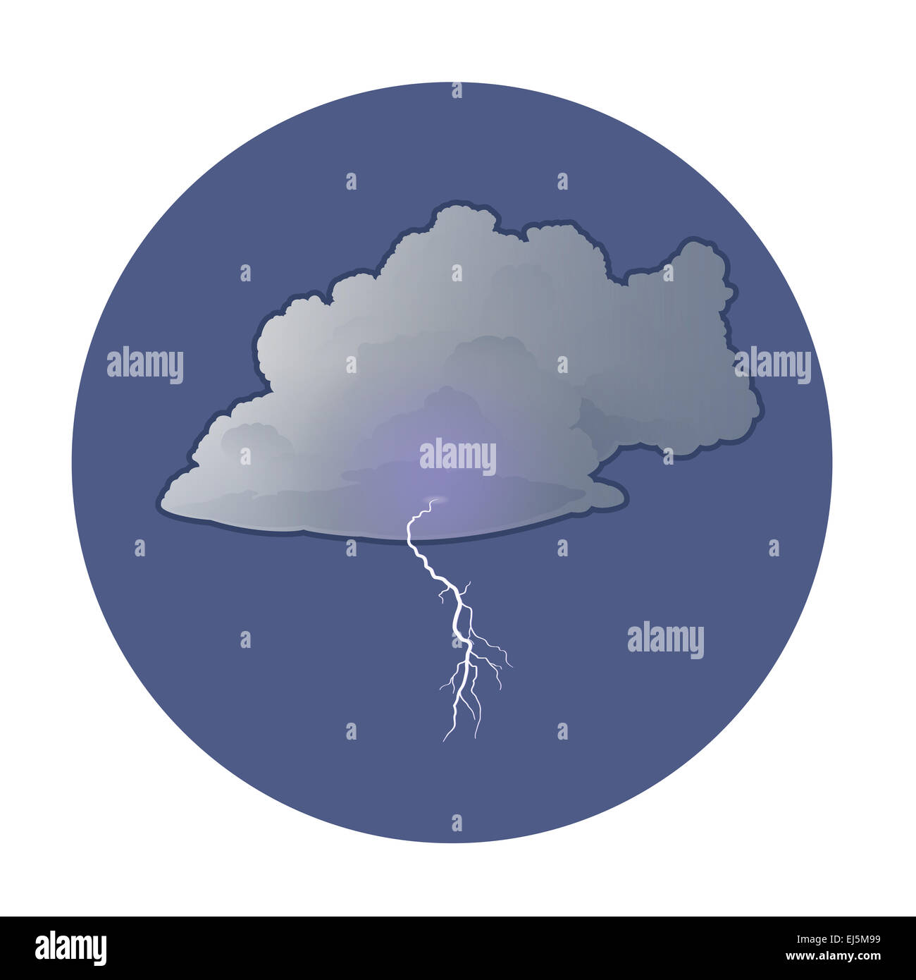 Image vectorielle d'un nuage sombre avec la foudre Banque D'Images