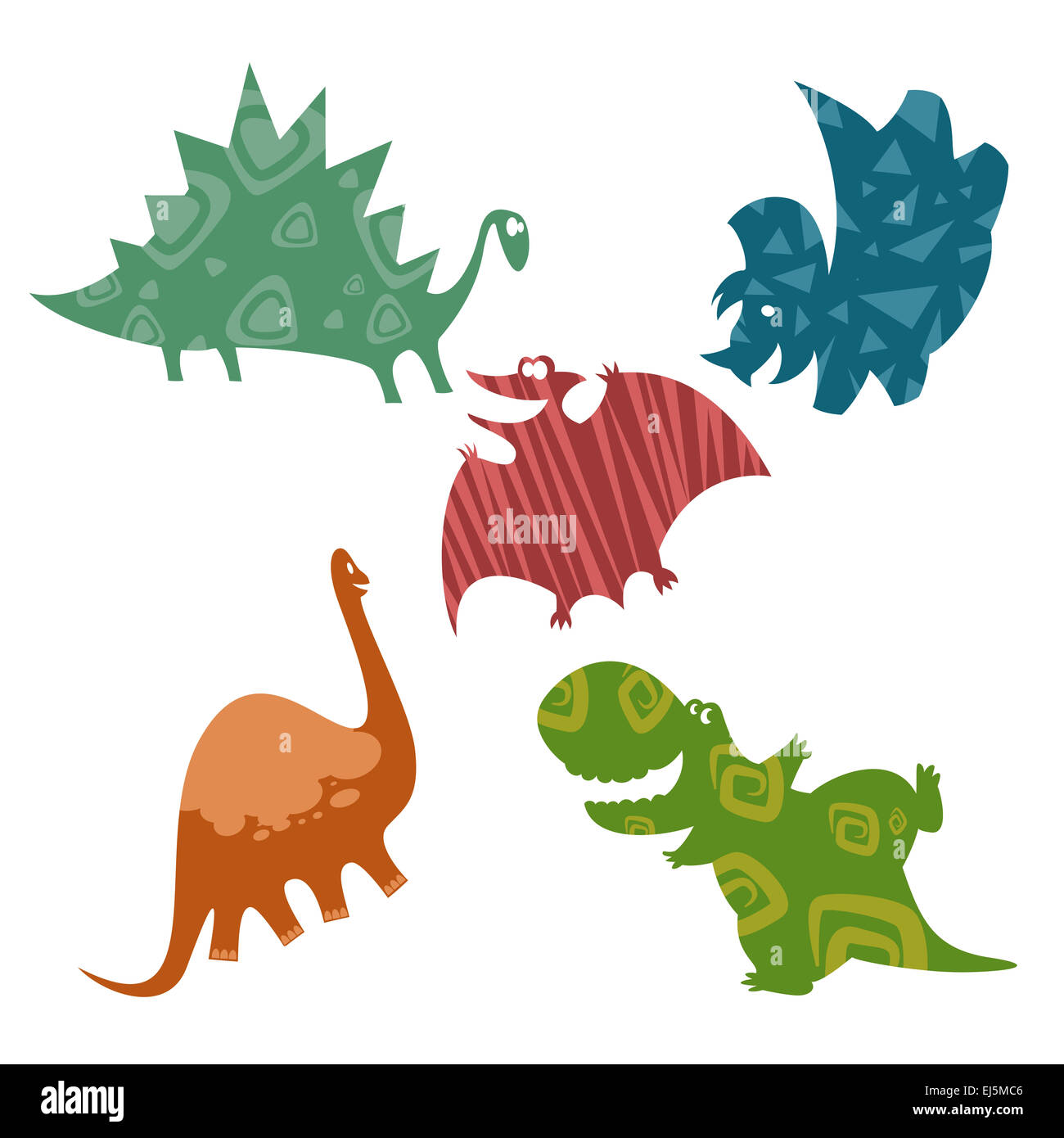 Cartoon vector image d'cmiling dinosaures bébé Banque D'Images