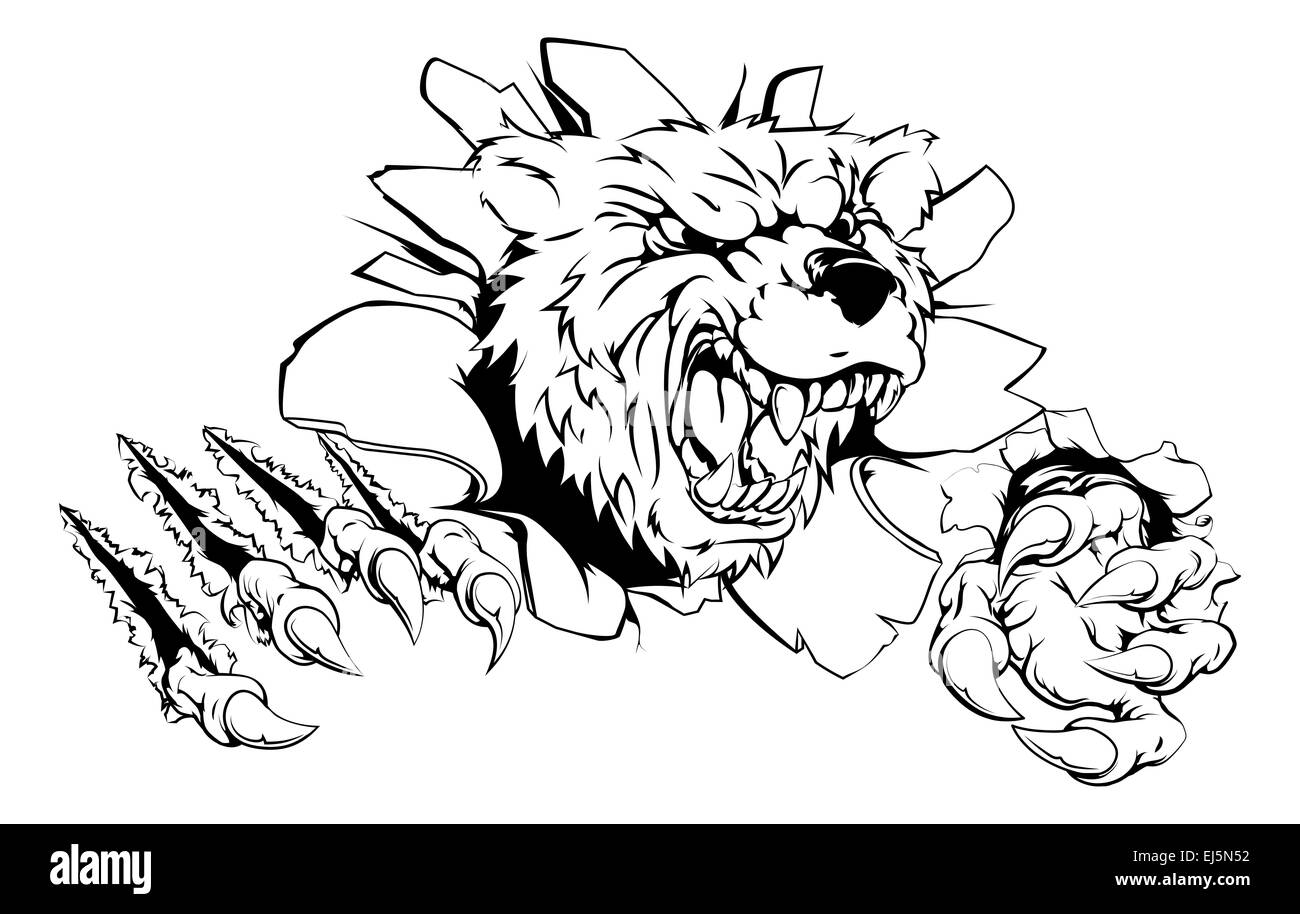 Bear Claw concept révolutionnaire d'un ours de casser son moyen de sortir de l'écran Banque D'Images