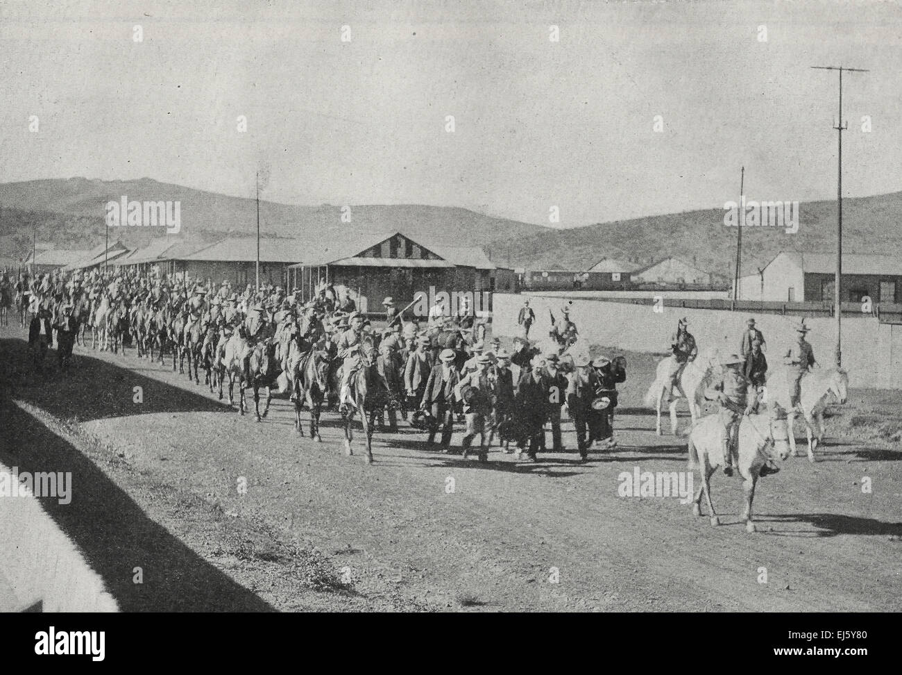 Les prisonniers civils entrant de Dundee Pretoria le 10 novembre 1899, au cours de la Deuxième Guerre des Boers Banque D'Images
