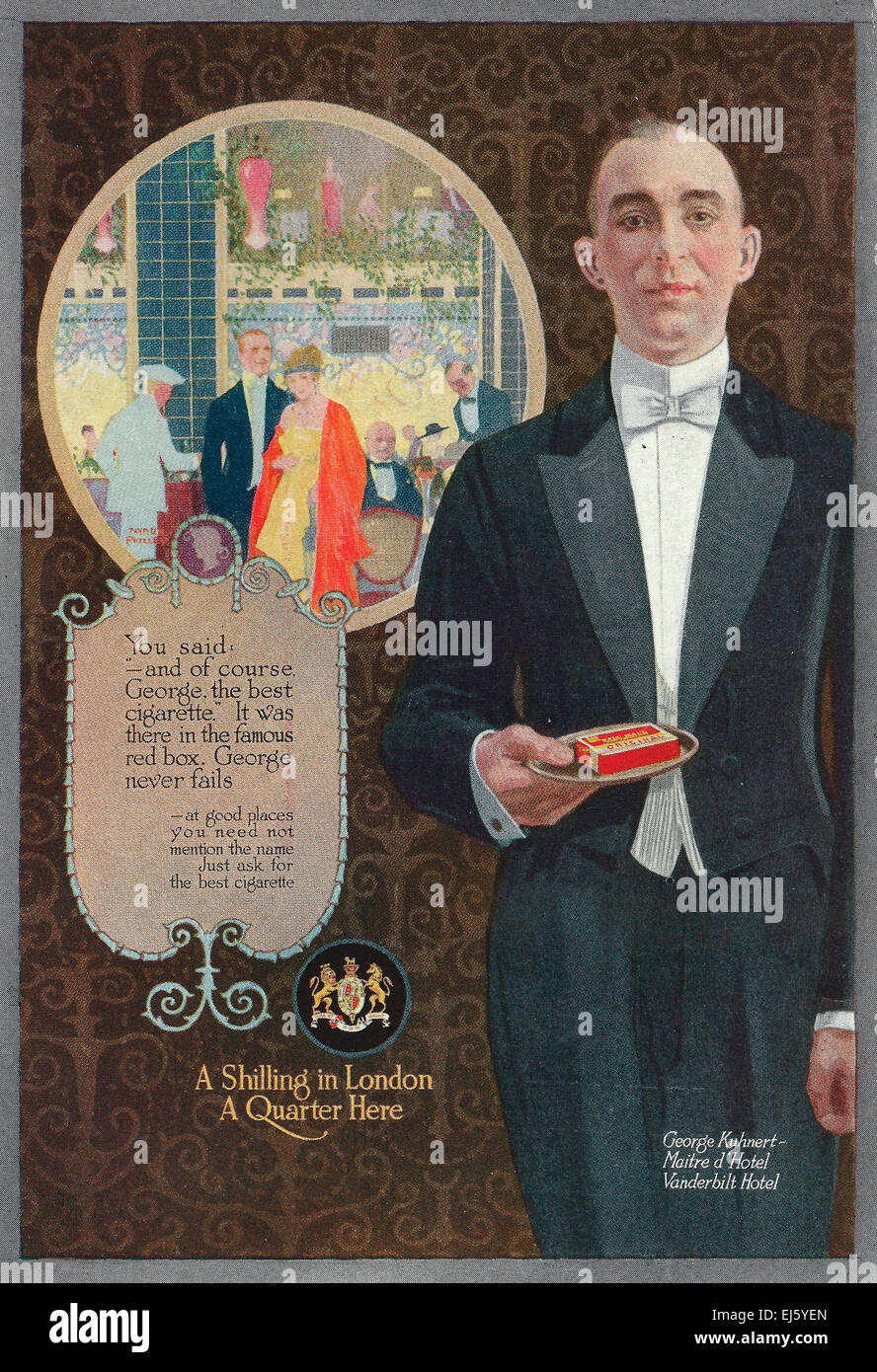 Pall Mall cigarettes publicité - 1916 Banque D'Images