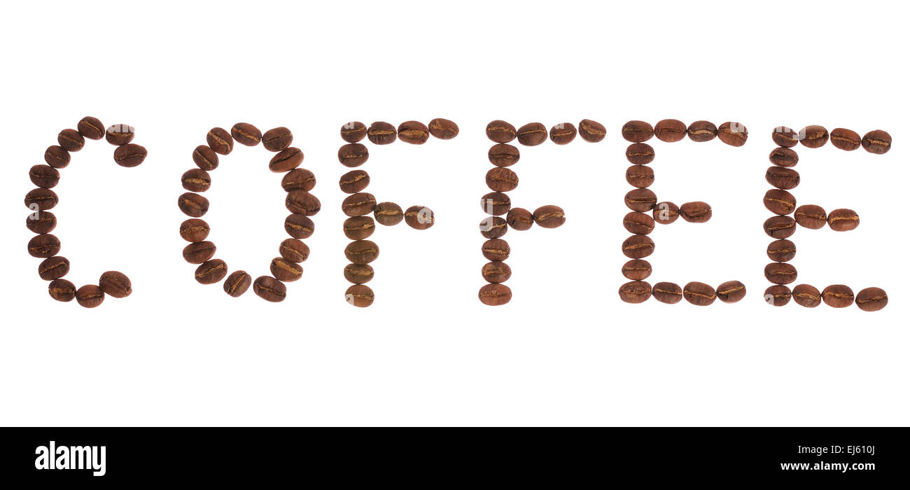 Café 'Word' set de grains de café sur le fond blanc Banque D'Images Café 'Word' set de grains de café sur le fond blanc Banque D'Images