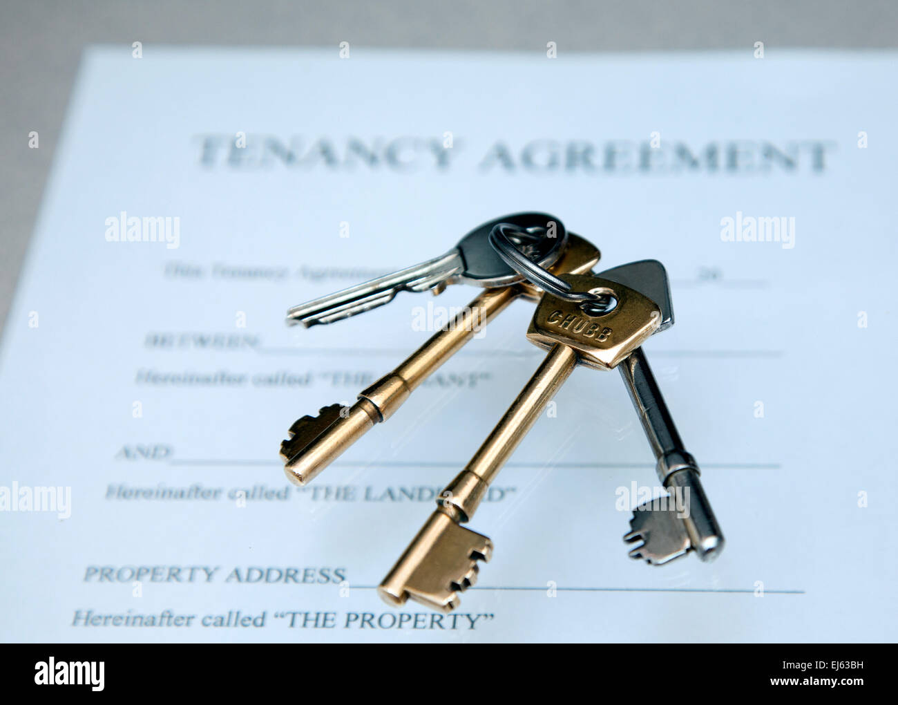 Contrat de location document et clés de maison, Londres Banque D'Images