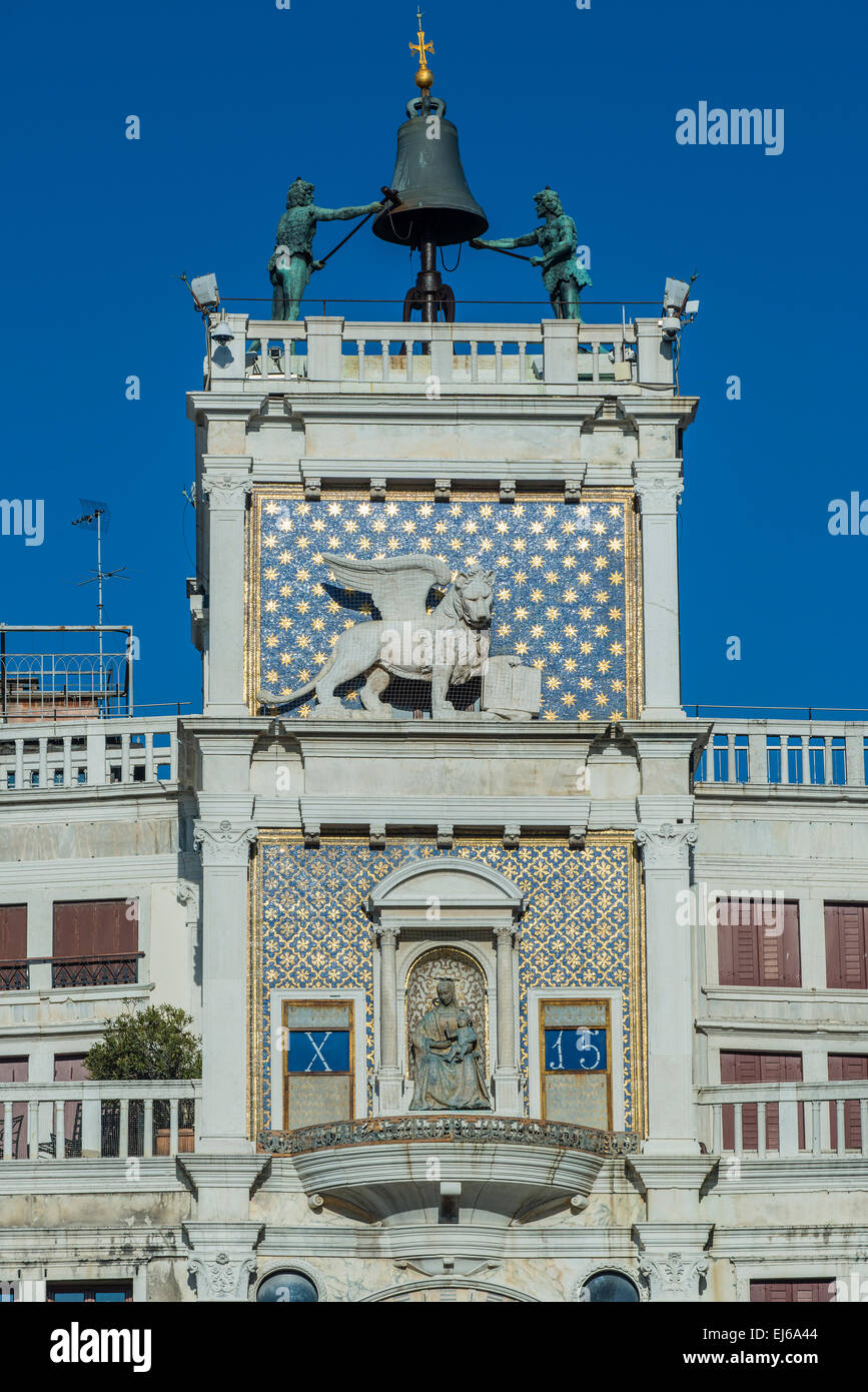 La tour de l'horloge, la Place Saint-Marc, Venise, Vénétie, Italie Banque D'Images