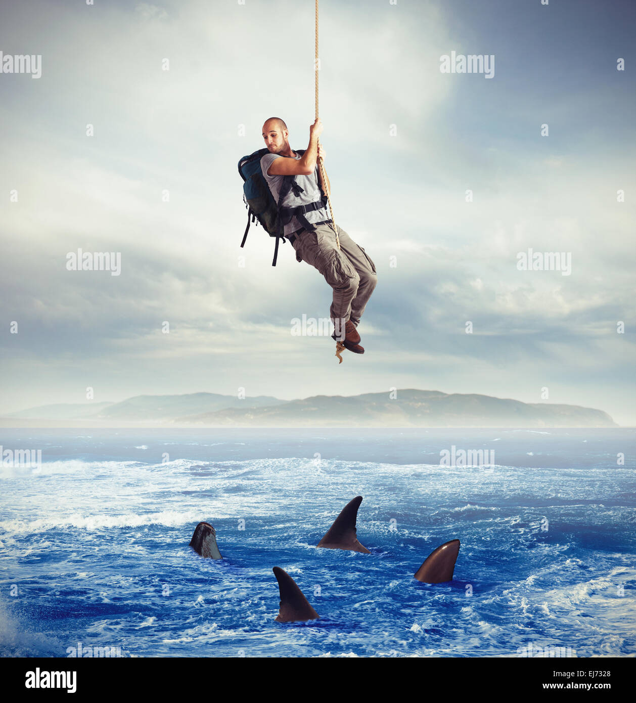 Explorer effrayés par les requins Banque D'Images Explorer effrayés par les requins Banque D'Images