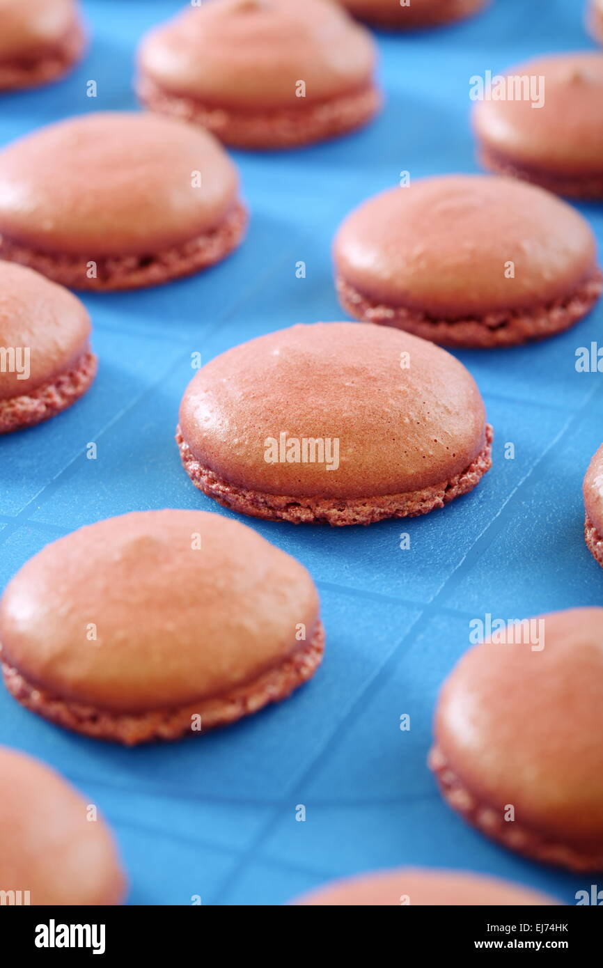 Flans pour les macarons de close up. Banque D'Images