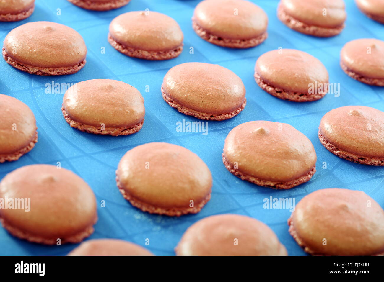 Les macarons sur une plaque. Banque D'Images