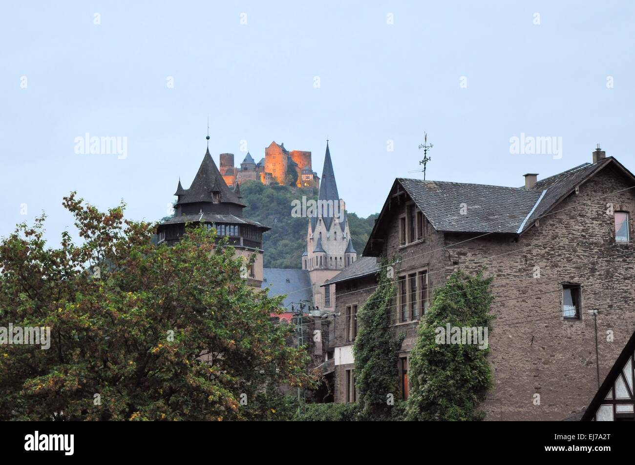 Ville allemande sur le Rhin St Goarshausen Banque D'Images