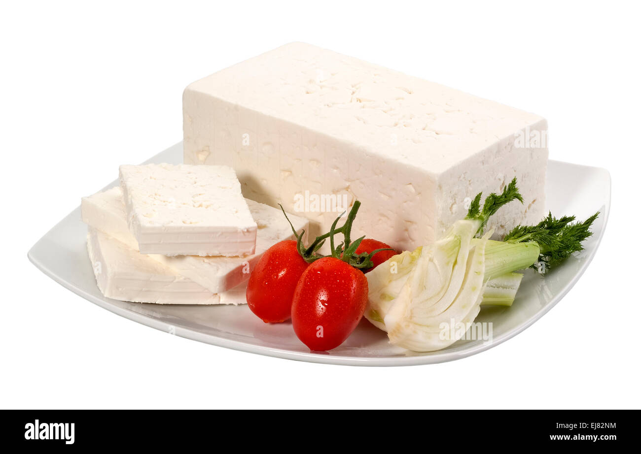 Le fromage Feta( +clipping path) Banque D'Images