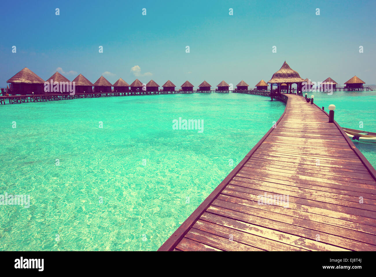 Maisons sur pilotis sur la mer. Les Maldives Photo Stock Alamy