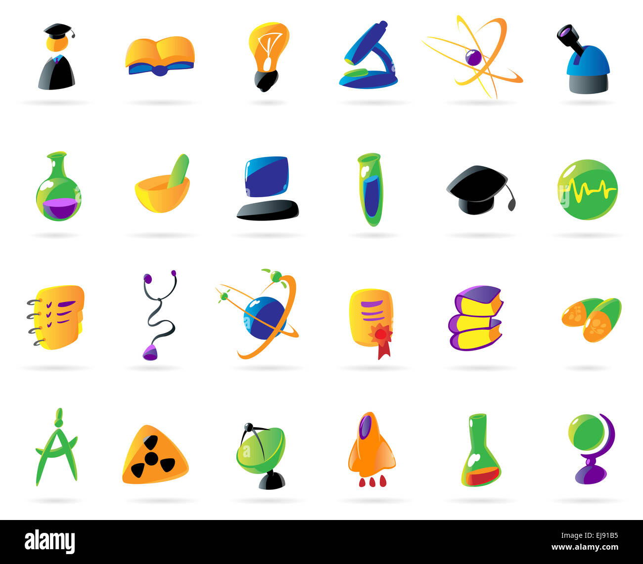 La science, l'éducation et de couleur des icônes médicale Banque D'Images