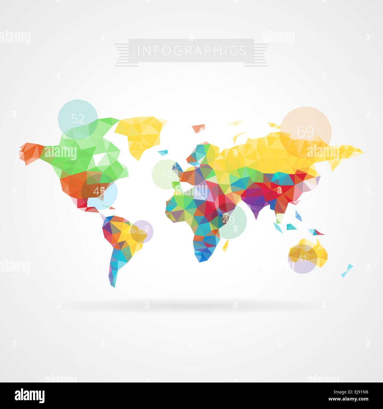 Carte du monde avec des éléments graphiques Banque D'Images