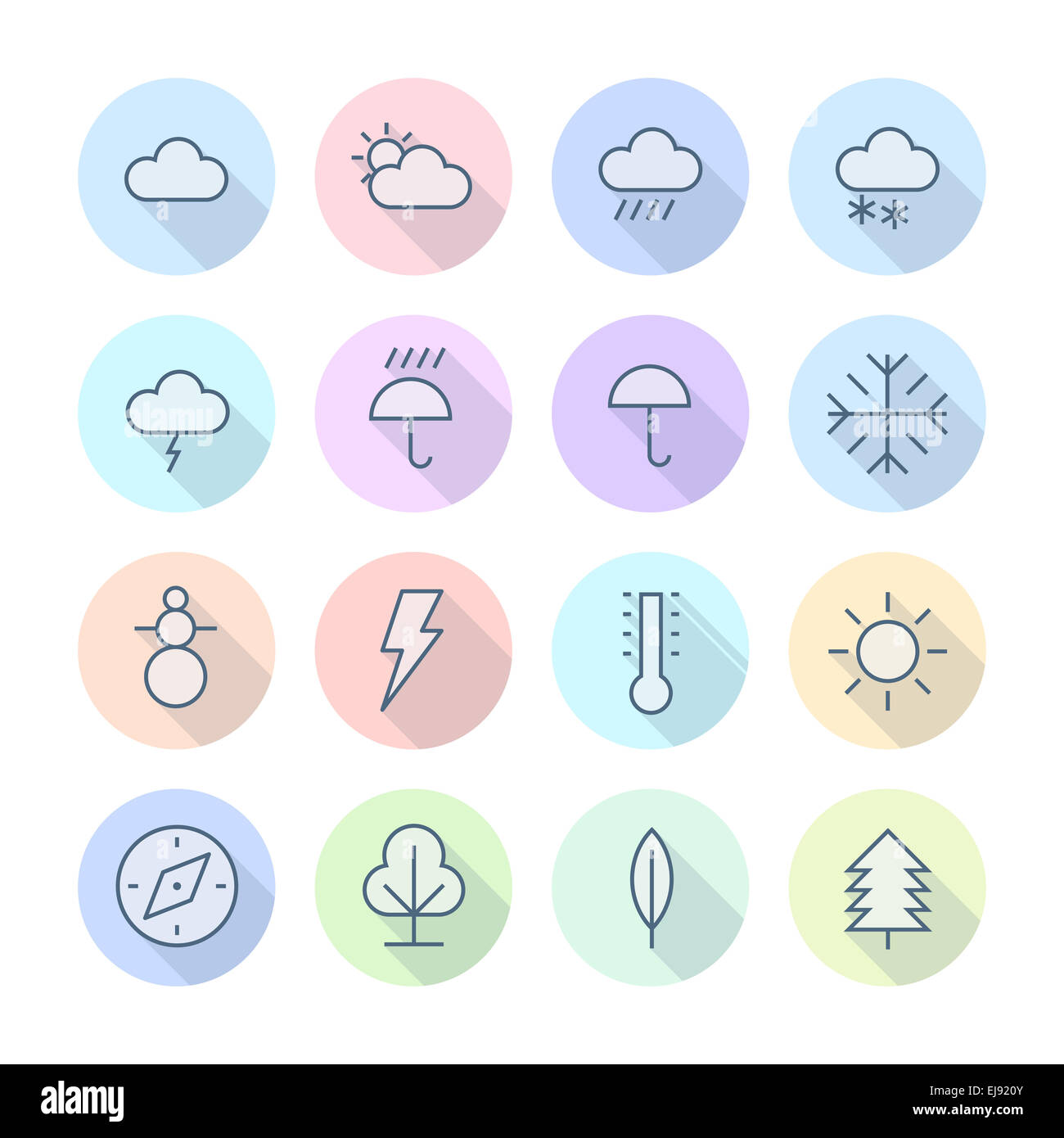 Fine ligne d'icônes pour la météo et la nature Banque D'Images