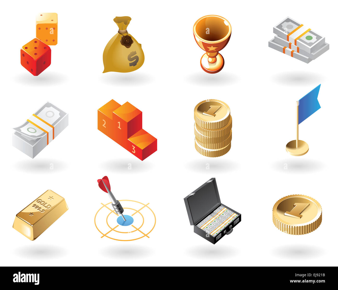 Les icônes de style isométrique pour les bourses Banque D'Images