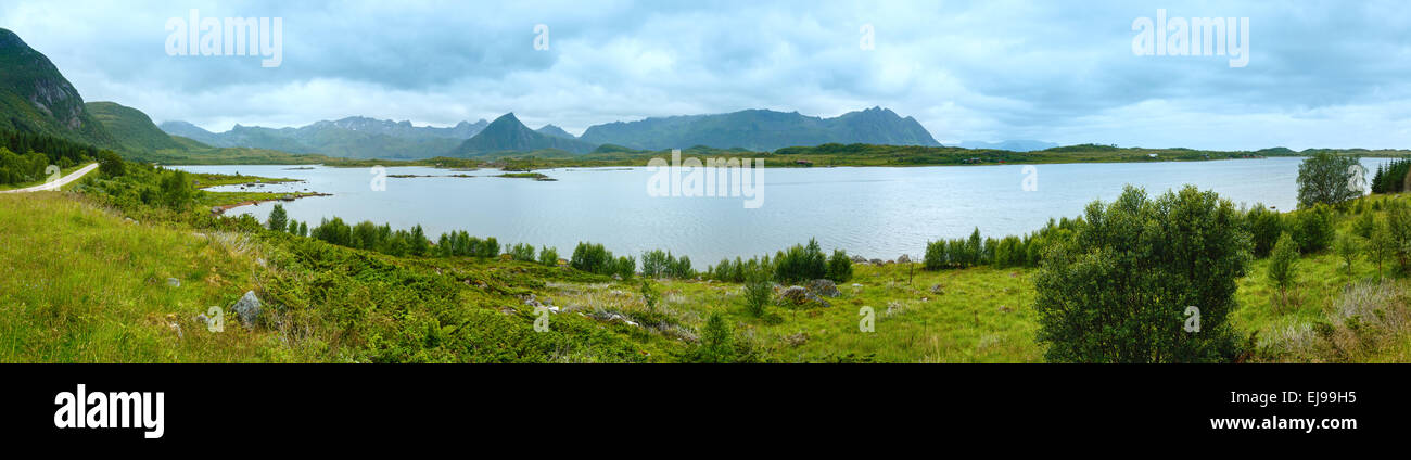 Panorama de l'été des Lofoten (Norvège). Banque D'Images