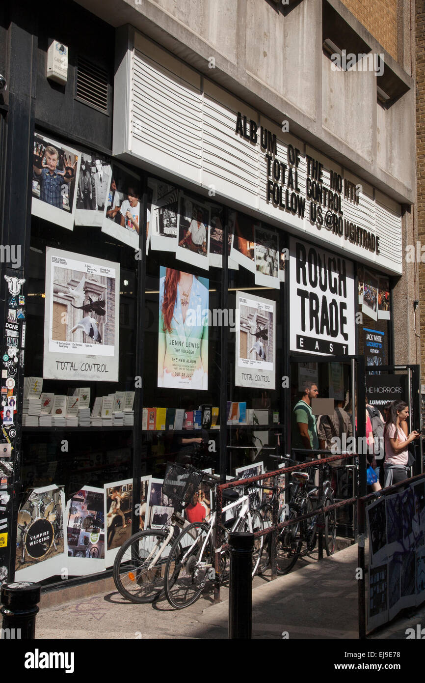 Rough Trade East Record Shop, Dray à pied, Brick Lane, Spitalfields, Londres, Angleterre, Royaume-Uni Banque D'Images
