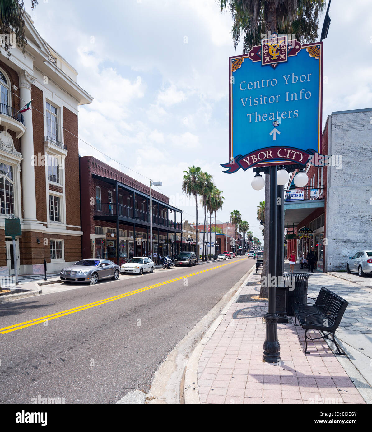 Signe pour Ybor City à Tampa en Floride Banque D'Images