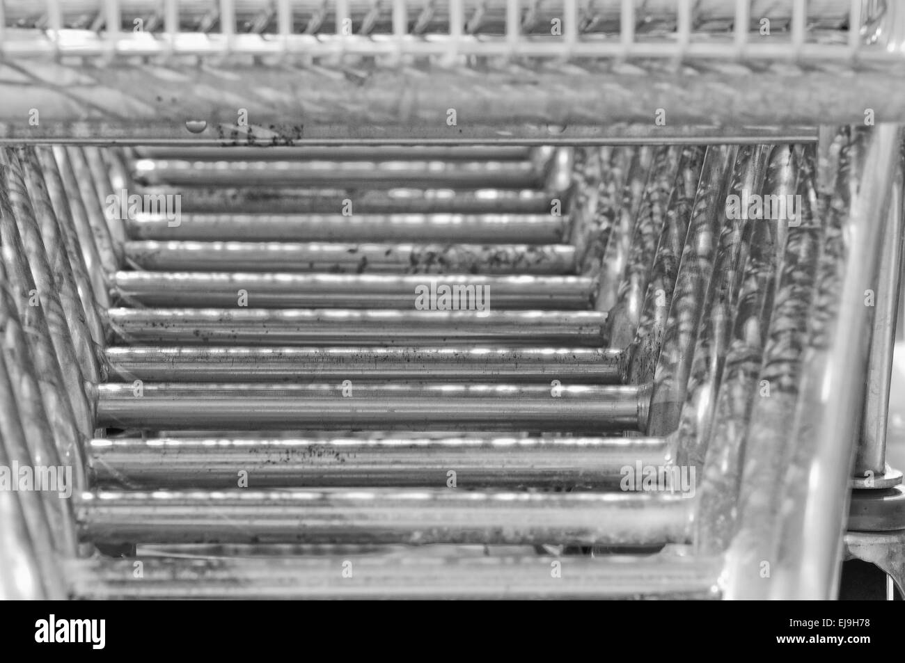 Monde de caddies en noir et blanc Banque D'Images