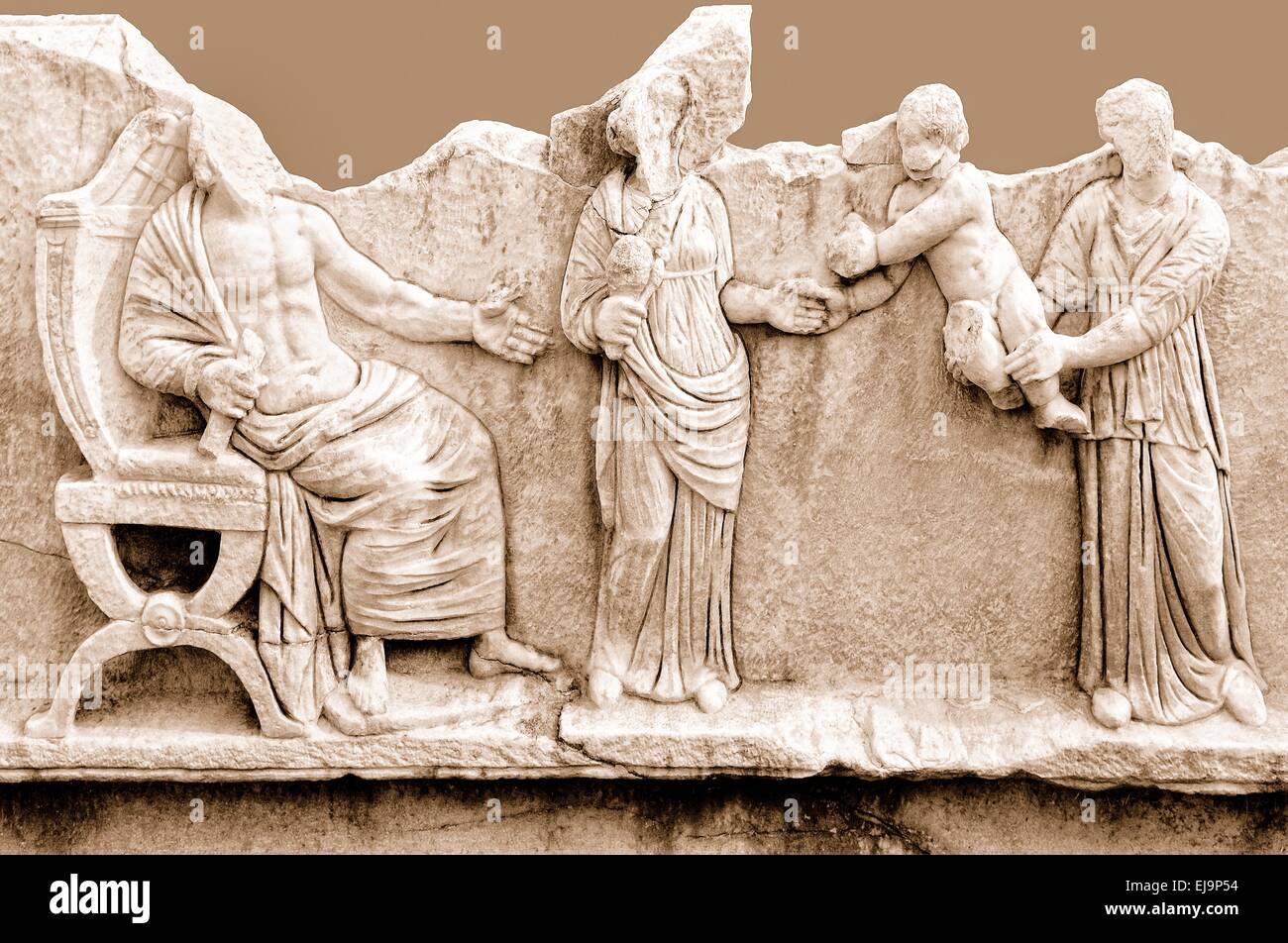 Paysage grec mythologique sépia Banque D'Images