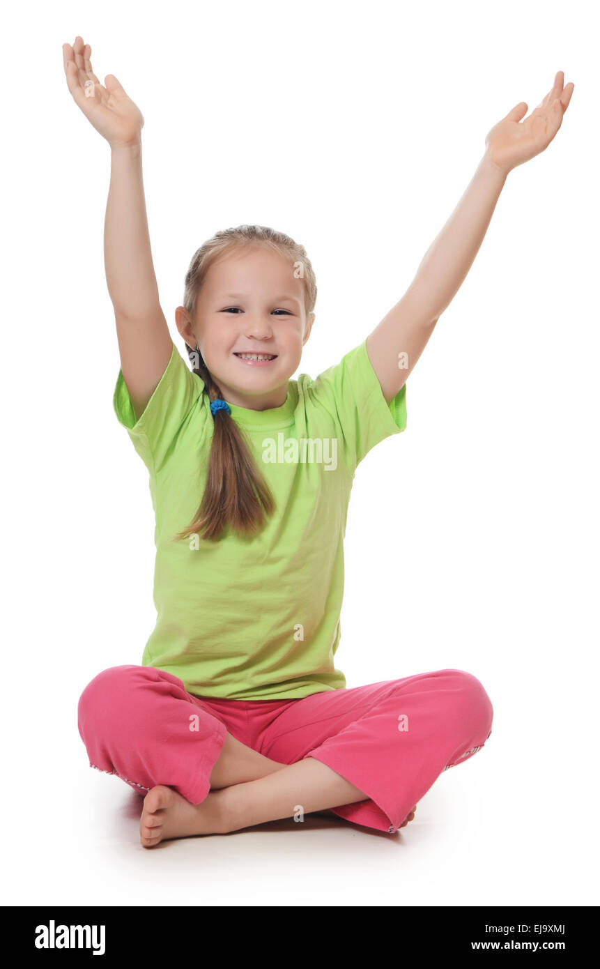 La petite fille dans les vêtements de sport Banque D'Images