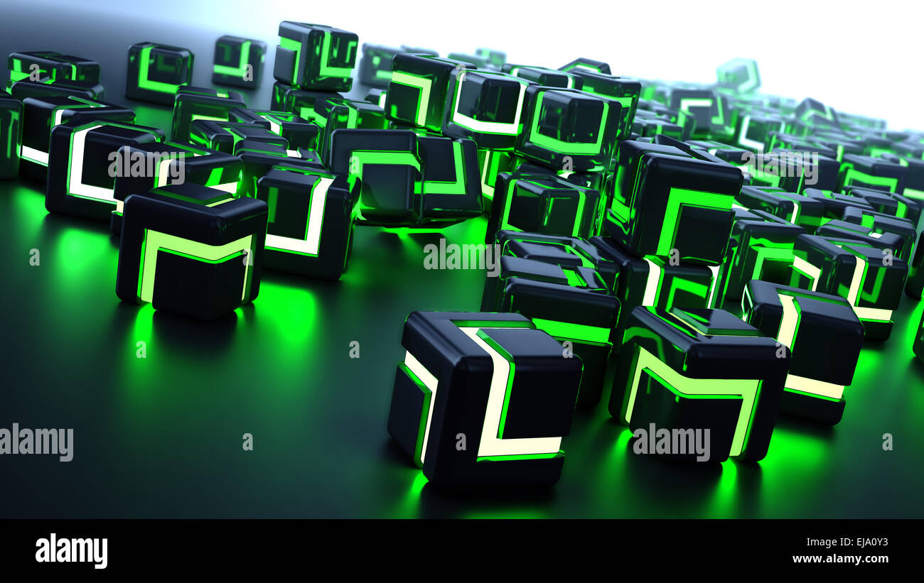 Futuristic background image - cubes métalliques brillants Banque D'Images