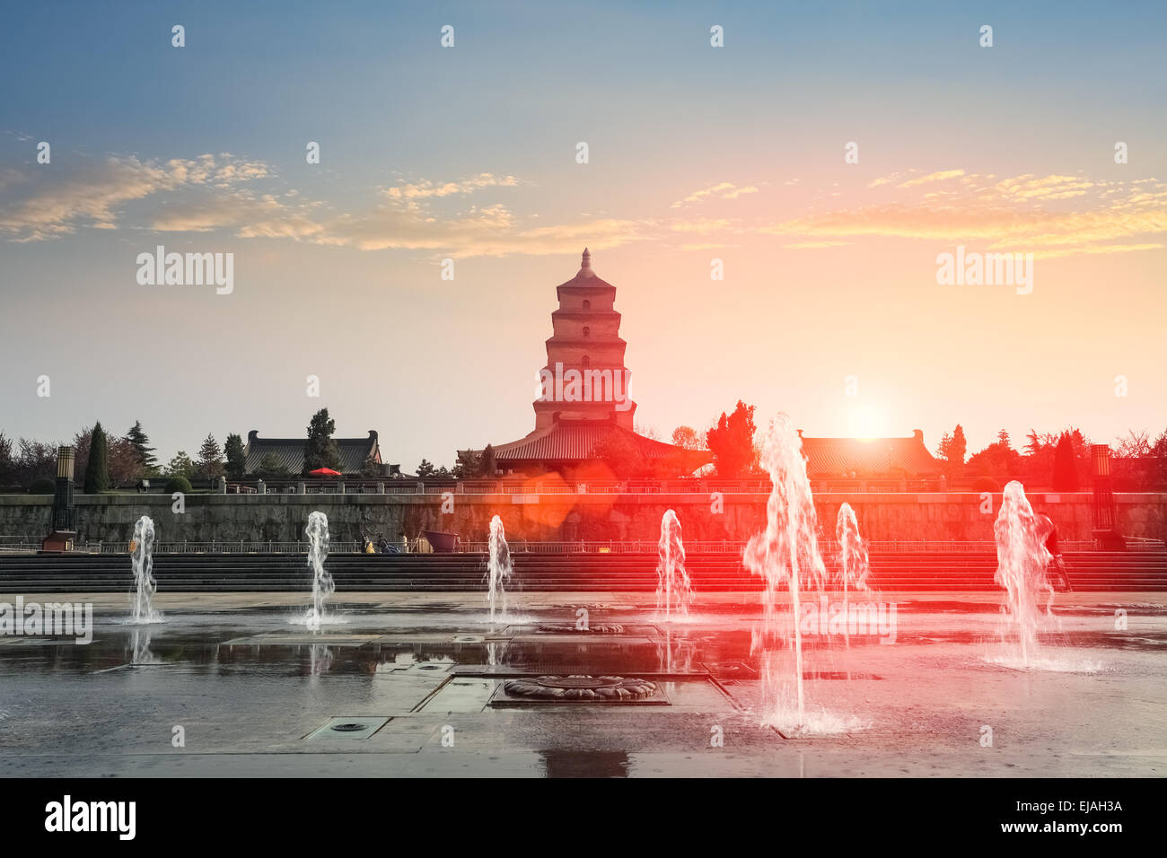 Xian big wild goose pagoda at Dusk Banque D'Images